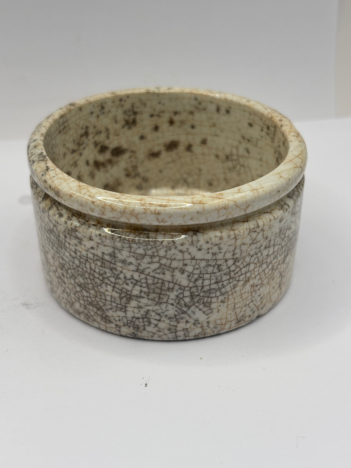 Old advertising stoneware paste pot. Needhams polishing paste