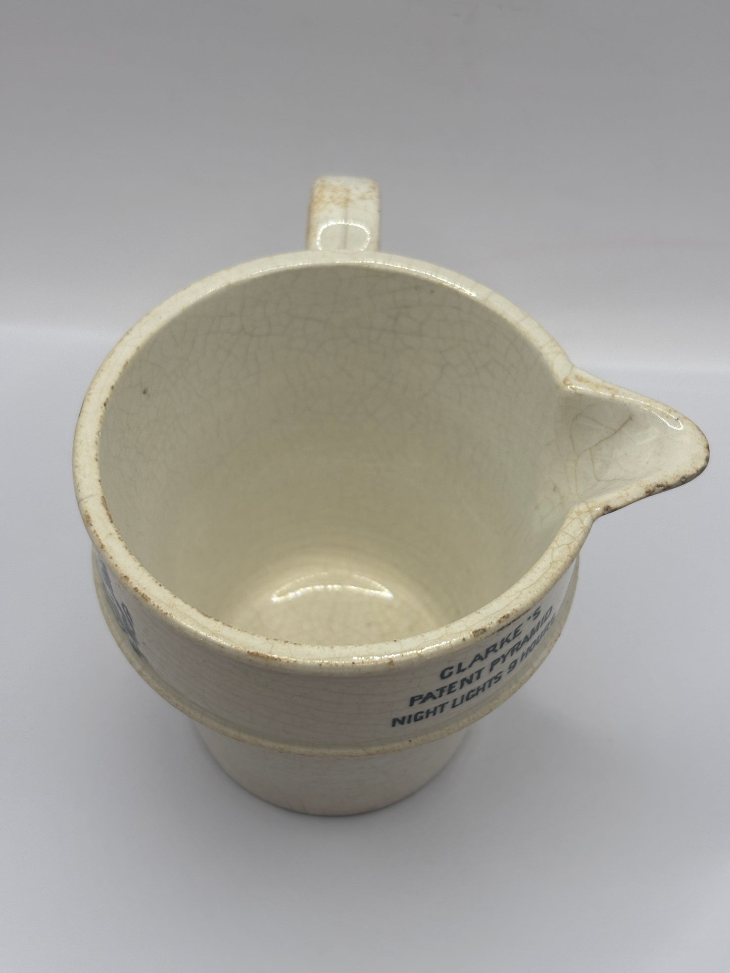 Old clarkes pyramid patent advertising night light jug