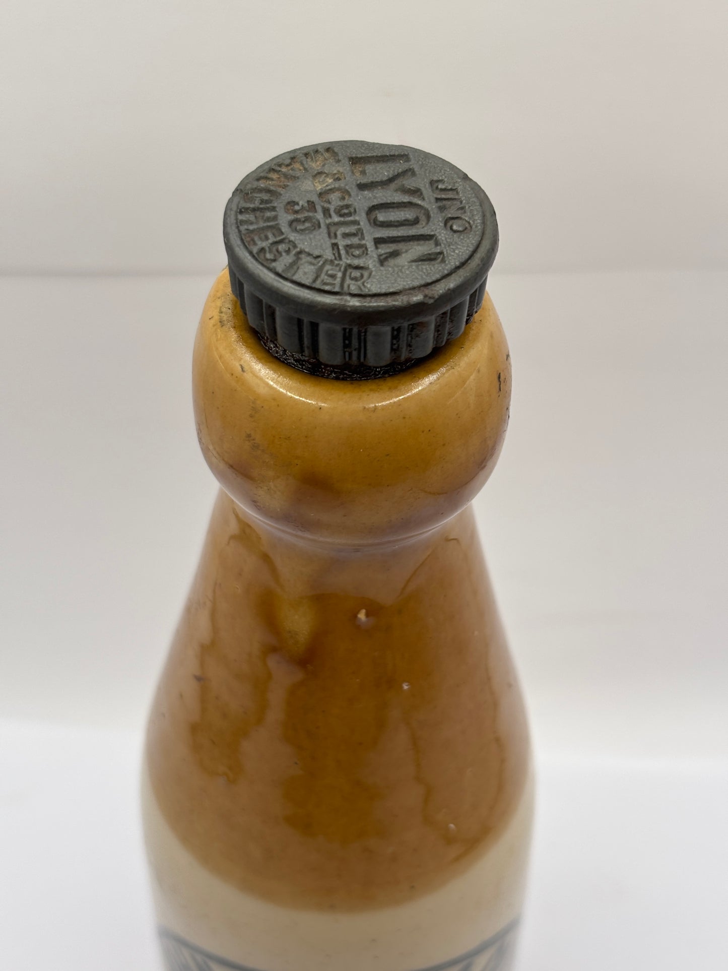 Old stoneware ginger beer bottle, John Lyon & Co, stone ginger beer, Manchester
