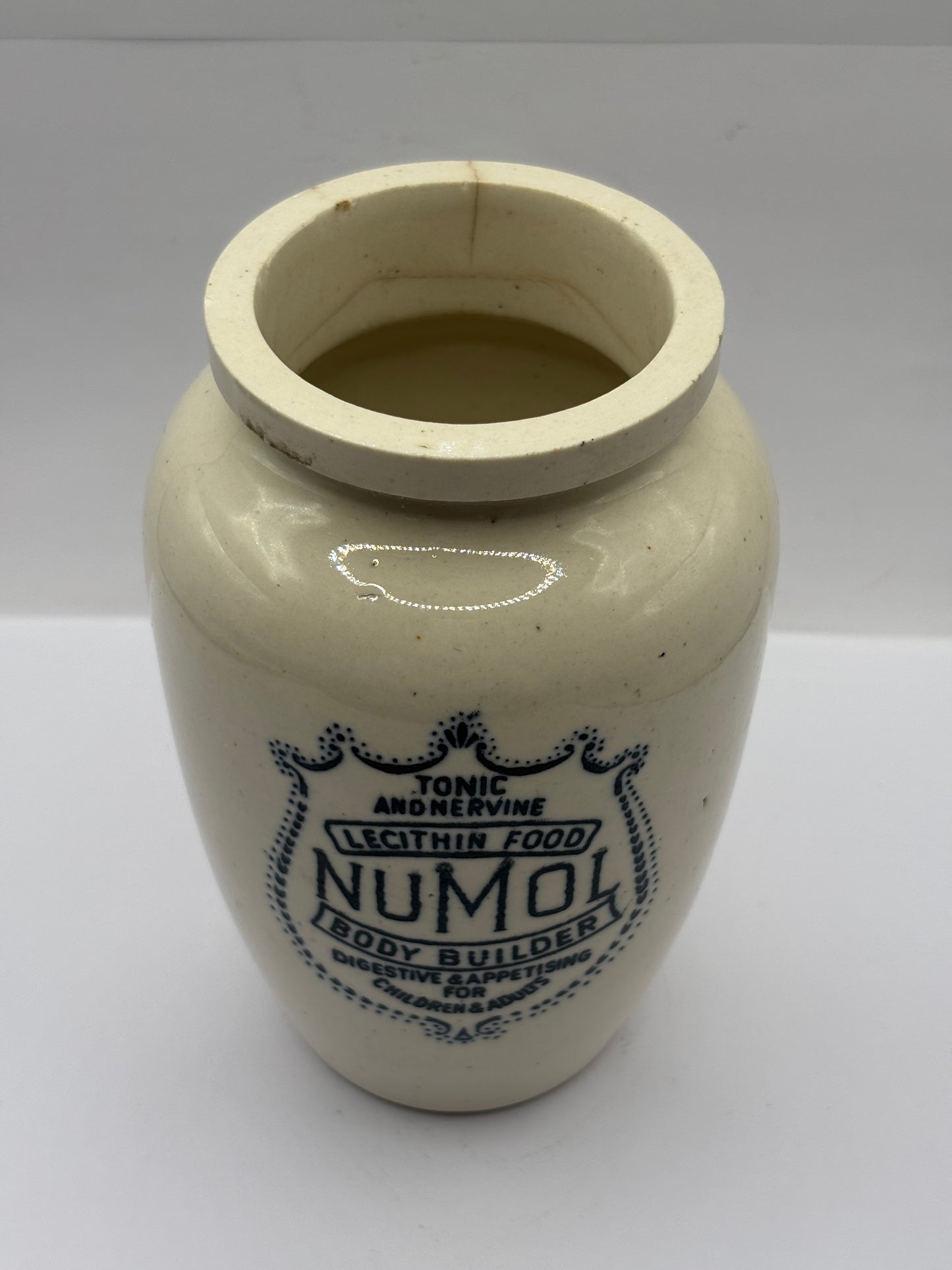 Old advertising jar, Numol body builder