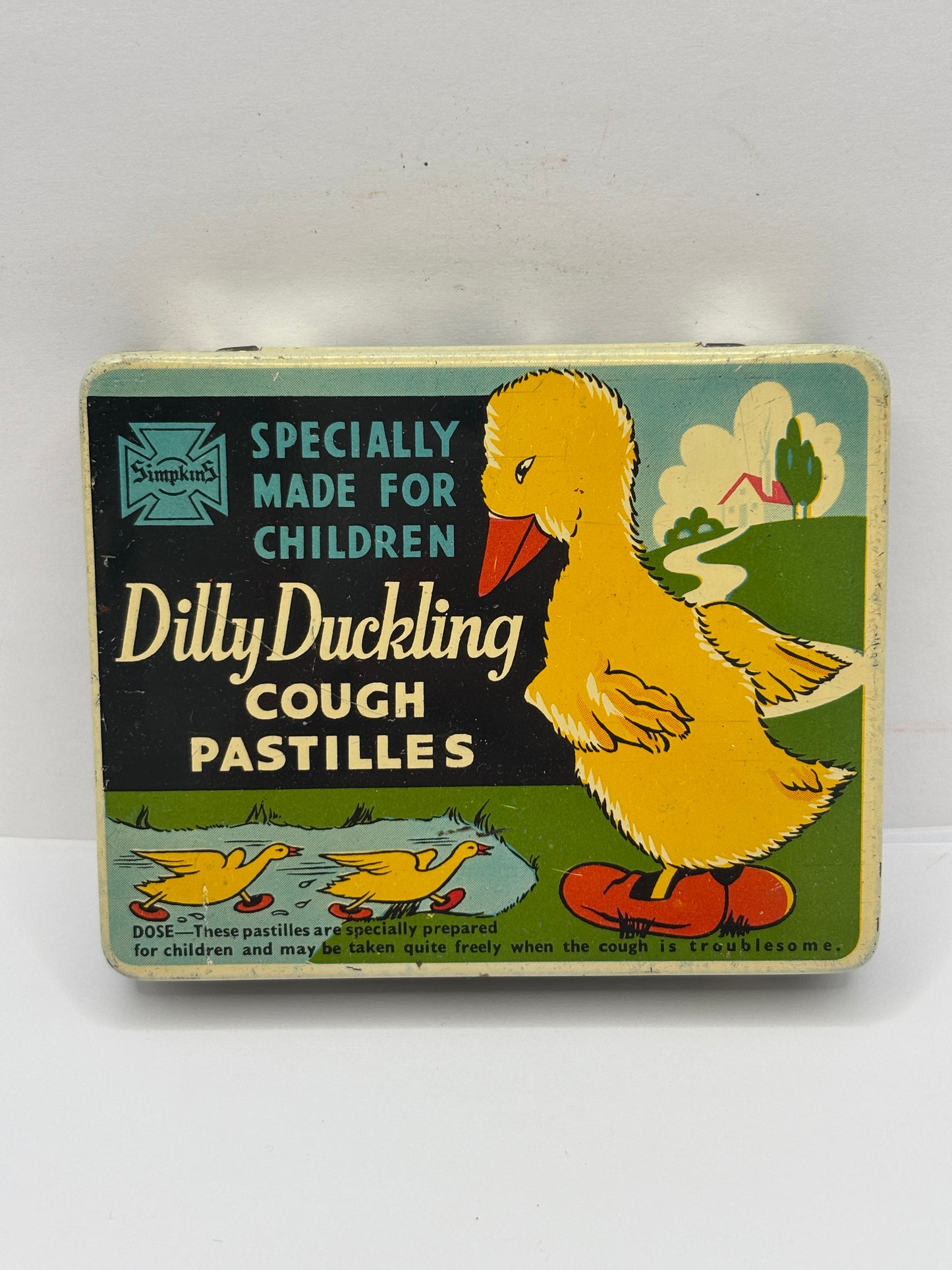 Old advertising tin, Dilly duckling cough pastilles