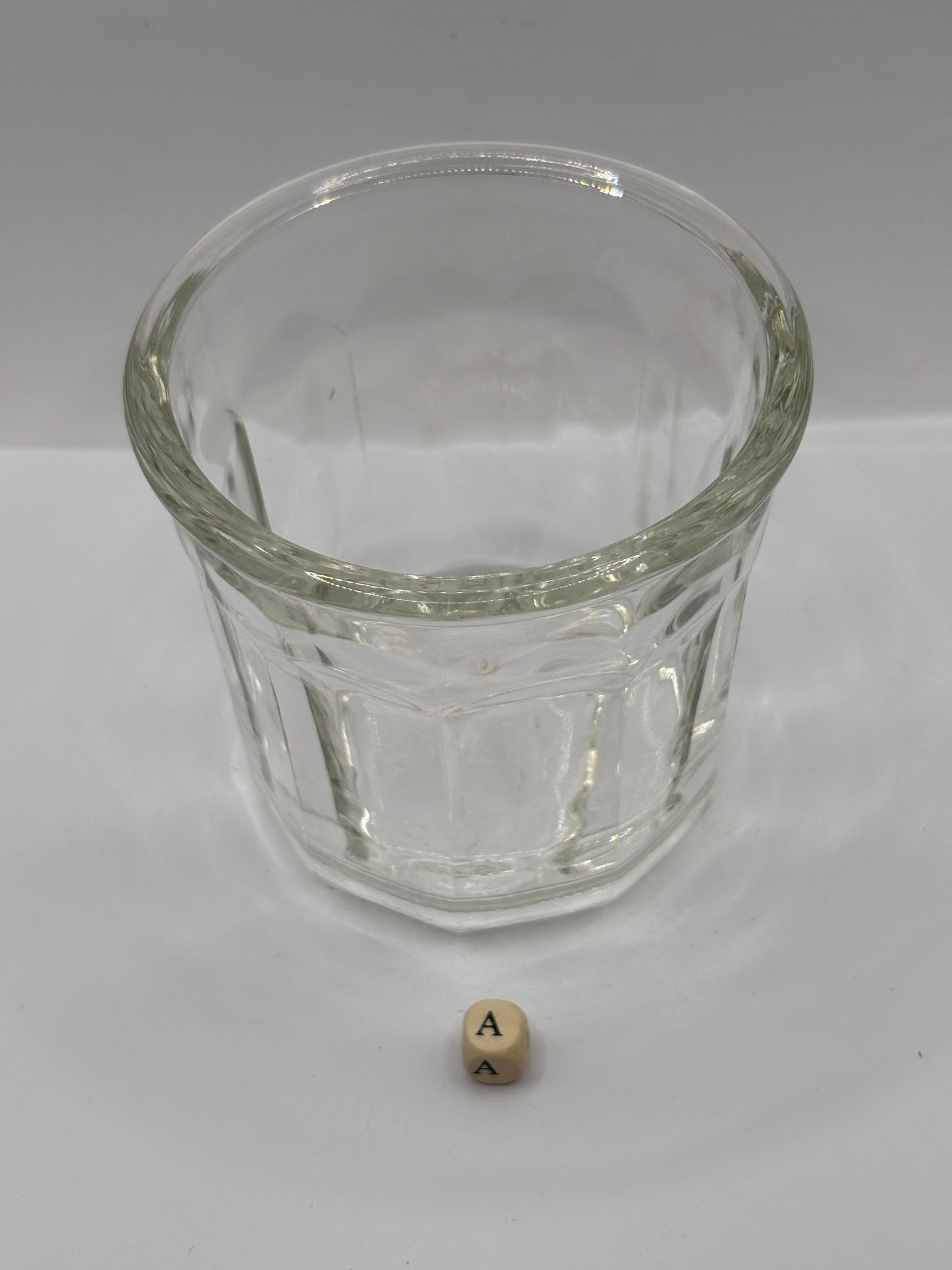 Old clear glass french jam jar/ jam pot (a)