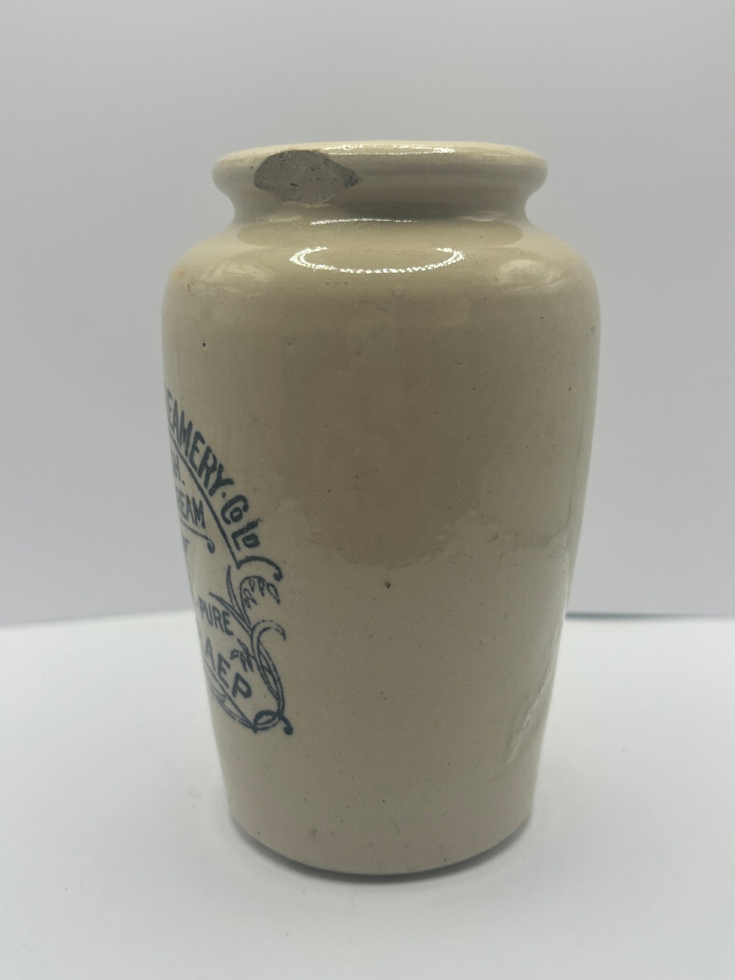 The Galloway creamery, white stoneware cream pot