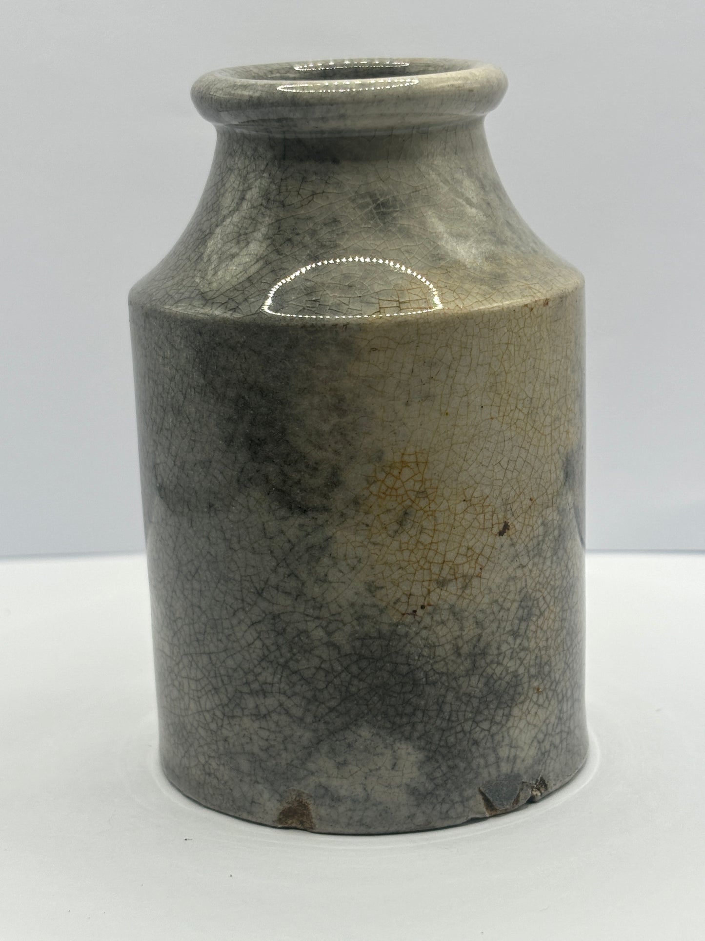 Small stained & crazed stoneware pot