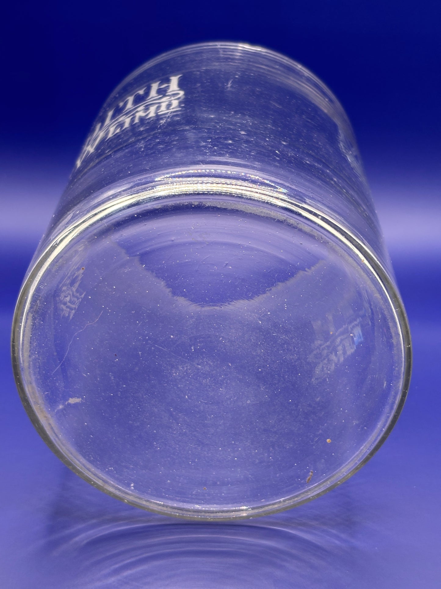 Old glass advertising biscuit barrel/jar (no lid) Meredith & Drew
