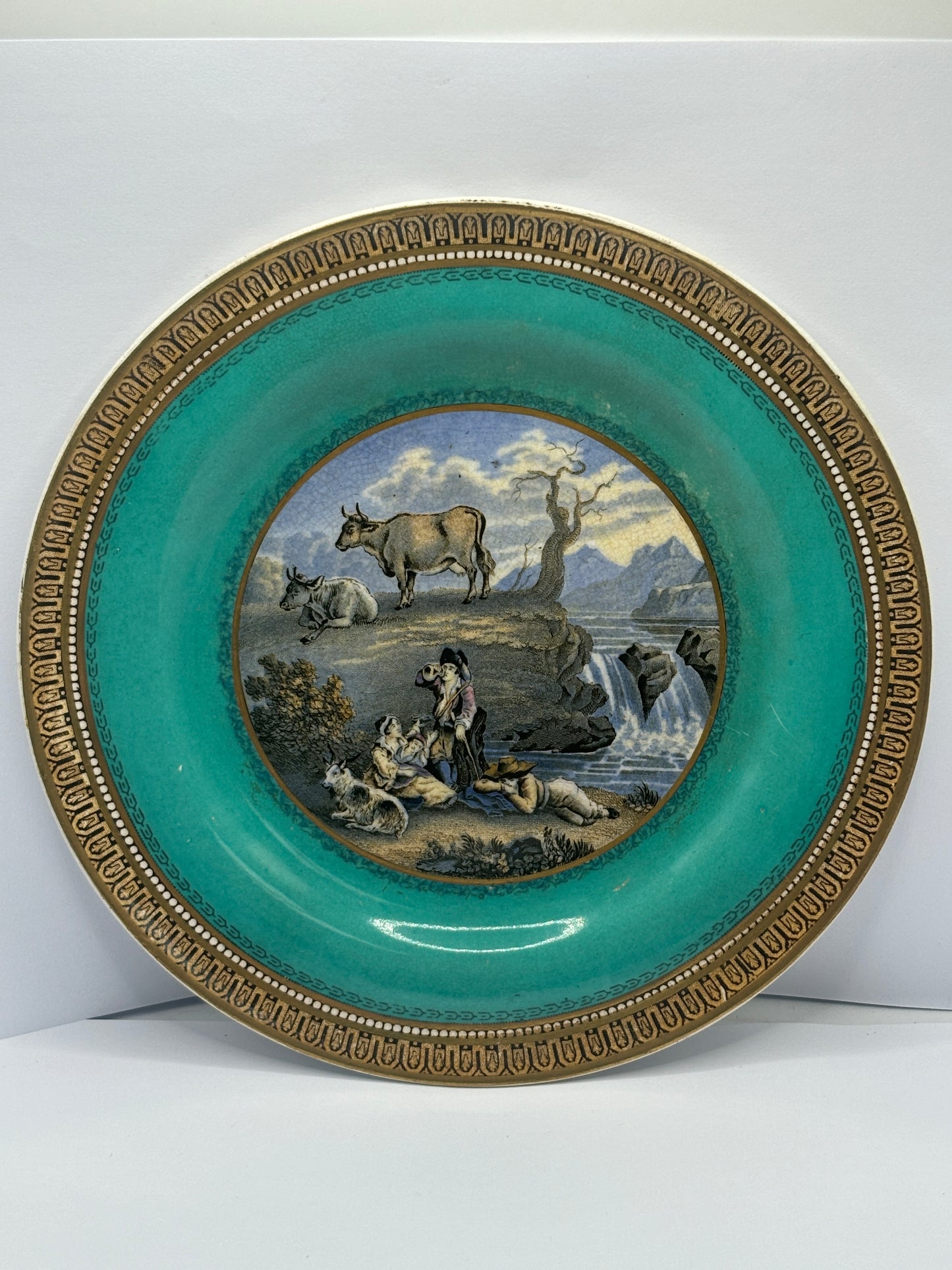 Old prattware plate, crazed