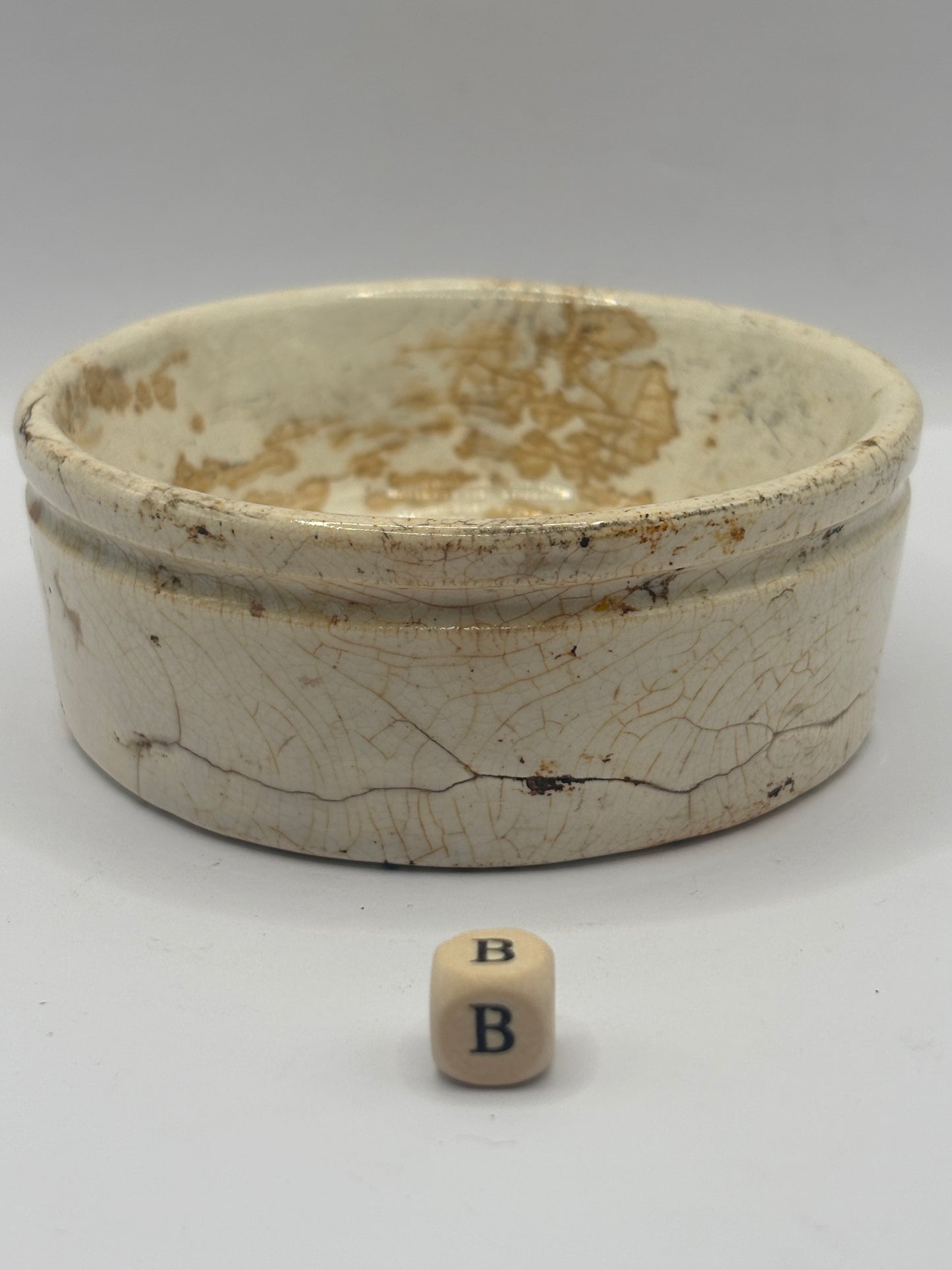 Old plain stoneware meat paste pot, potted meat (B)