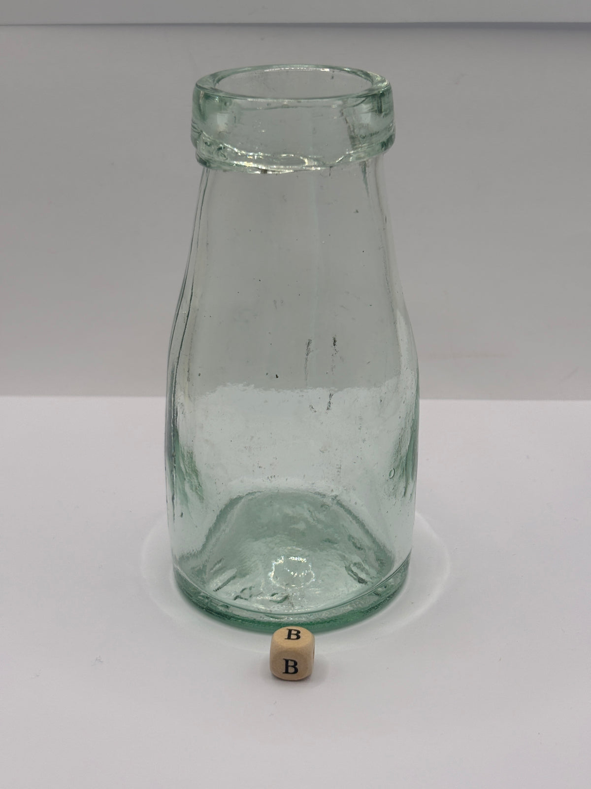 Old aqua glass pickle jar (B)