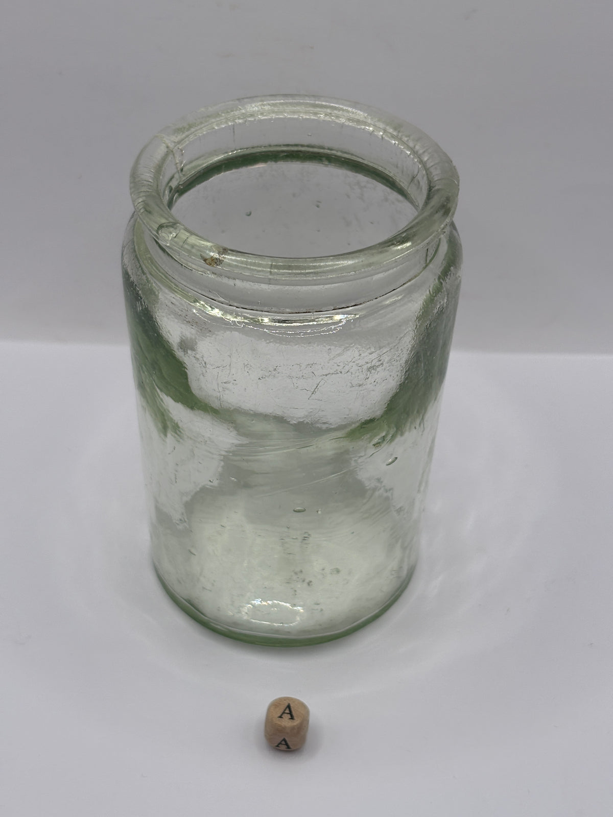Old aqua glass pickle jar (a)