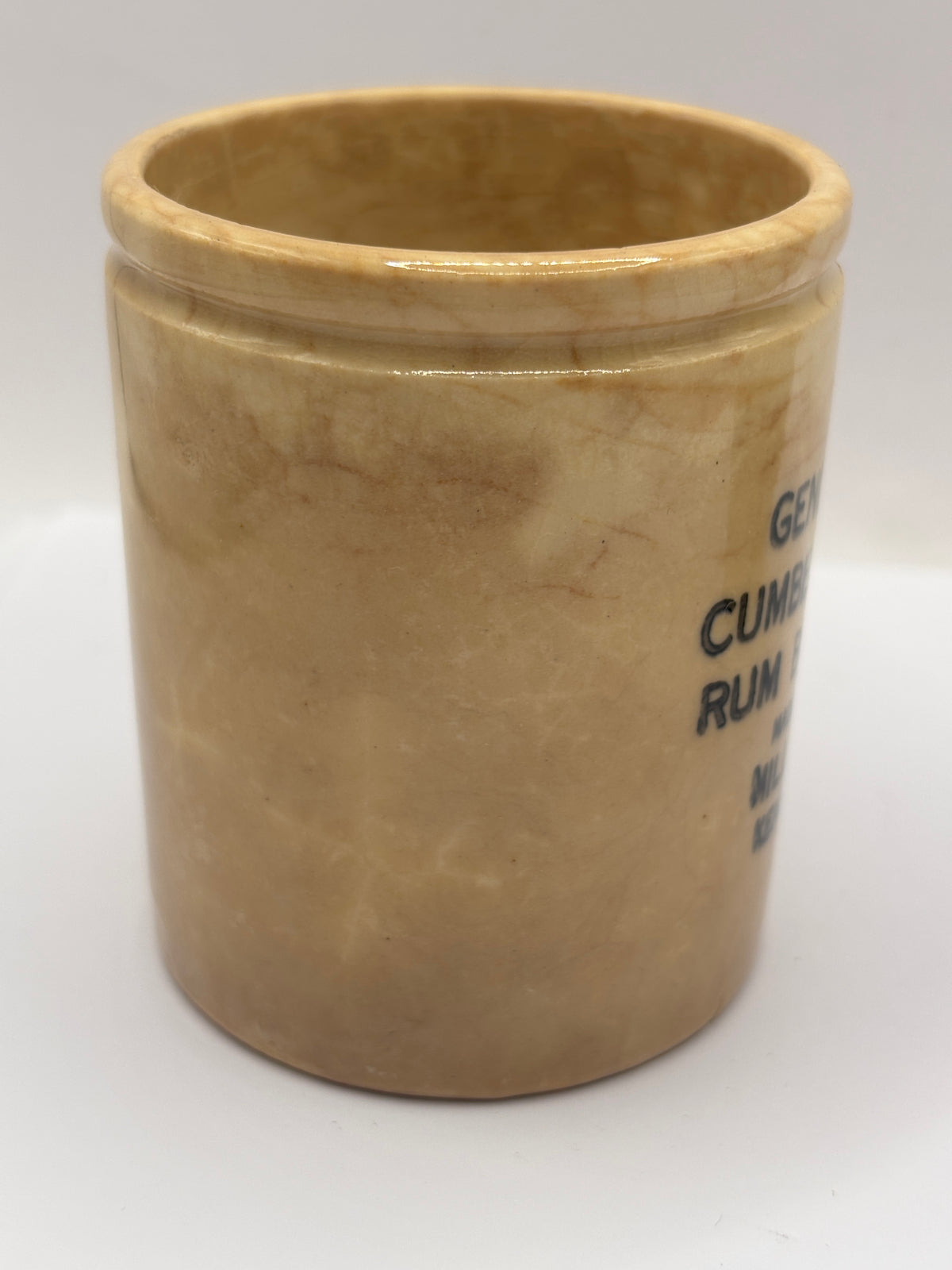 Old stoneware advertising jar, Cumberland rum butter