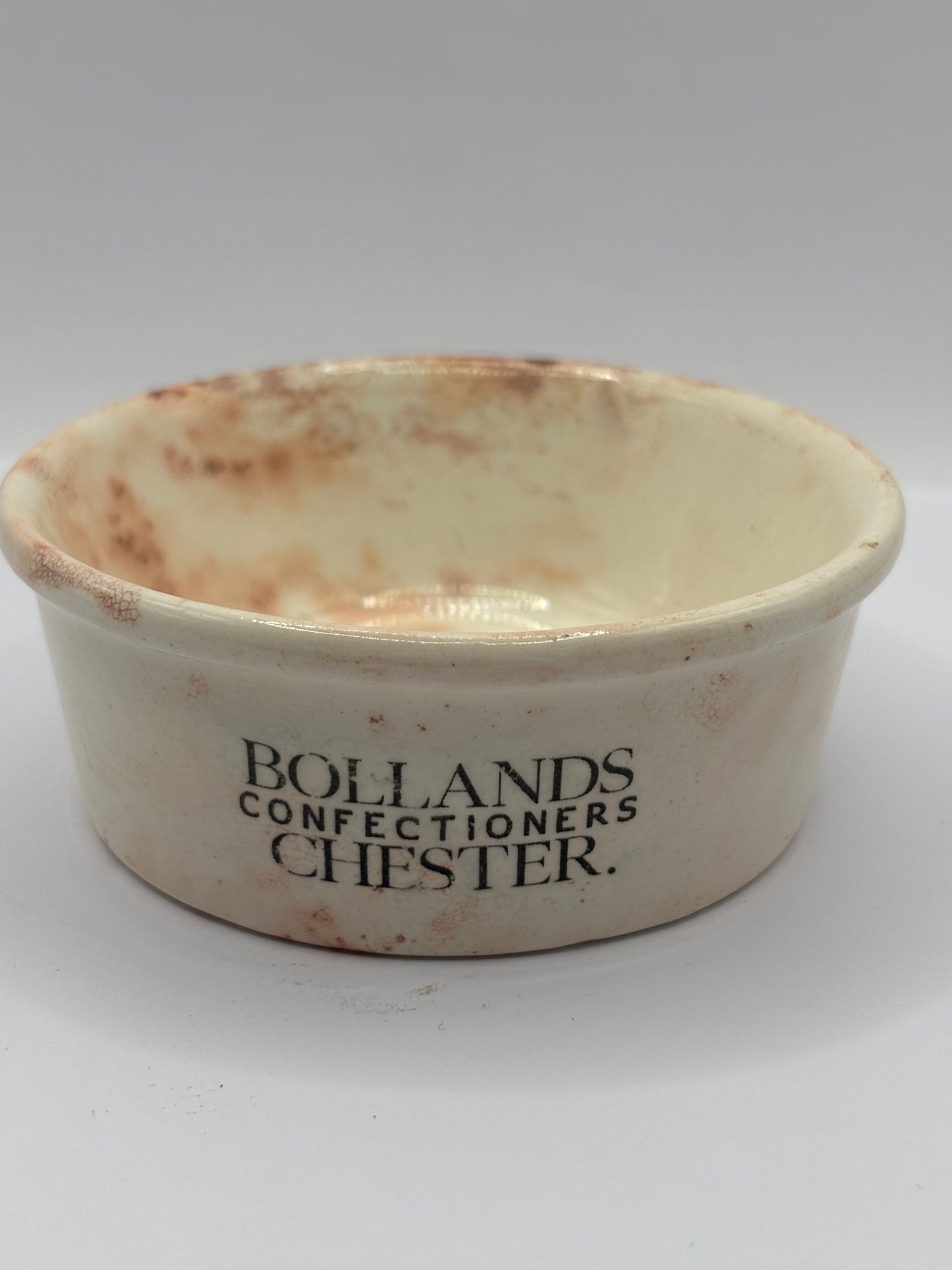 Old Bollands advertising meat paste pot, Bollands confectioners Chester