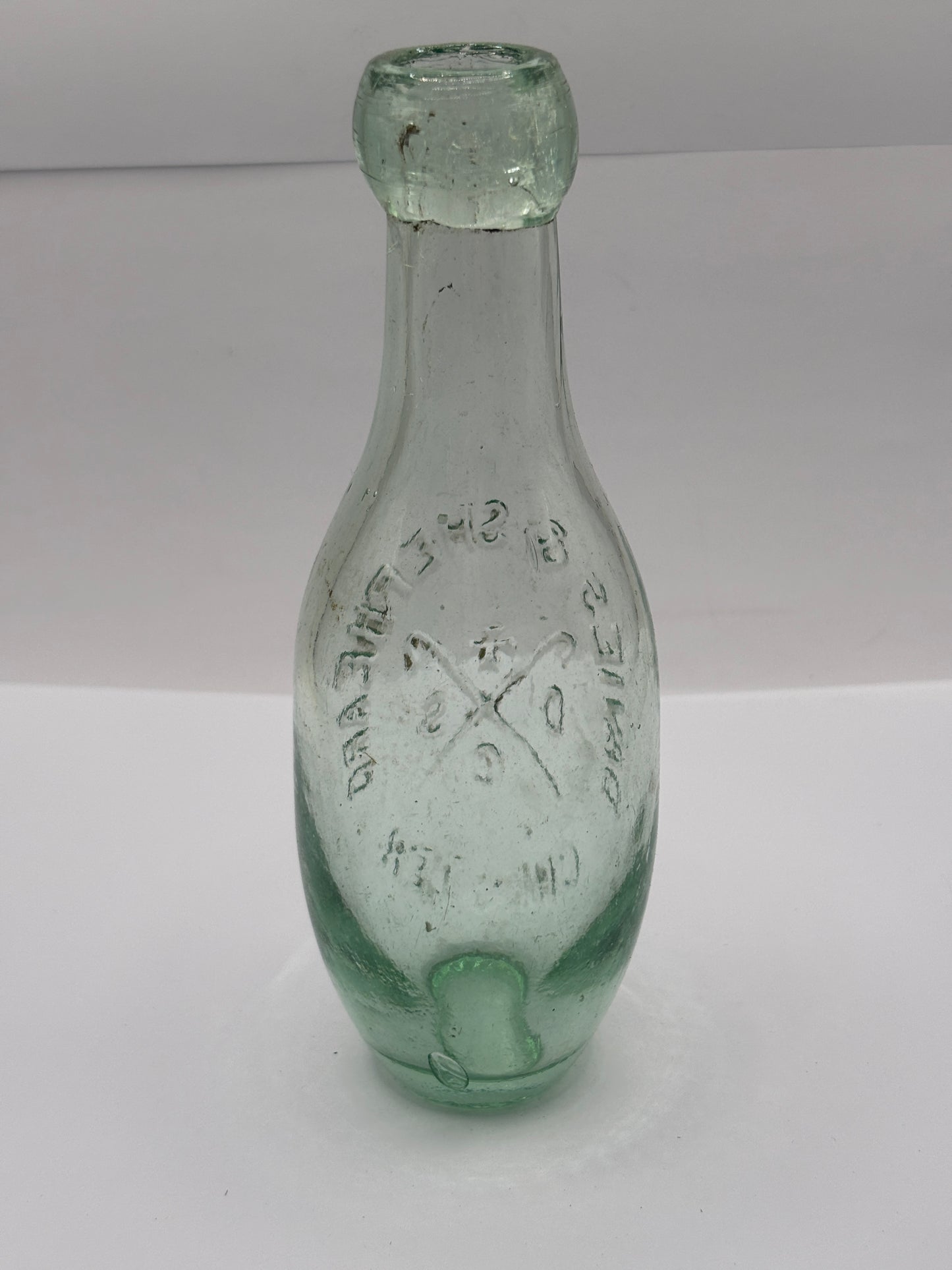 Old flat bottom hamilton bottle, Chester