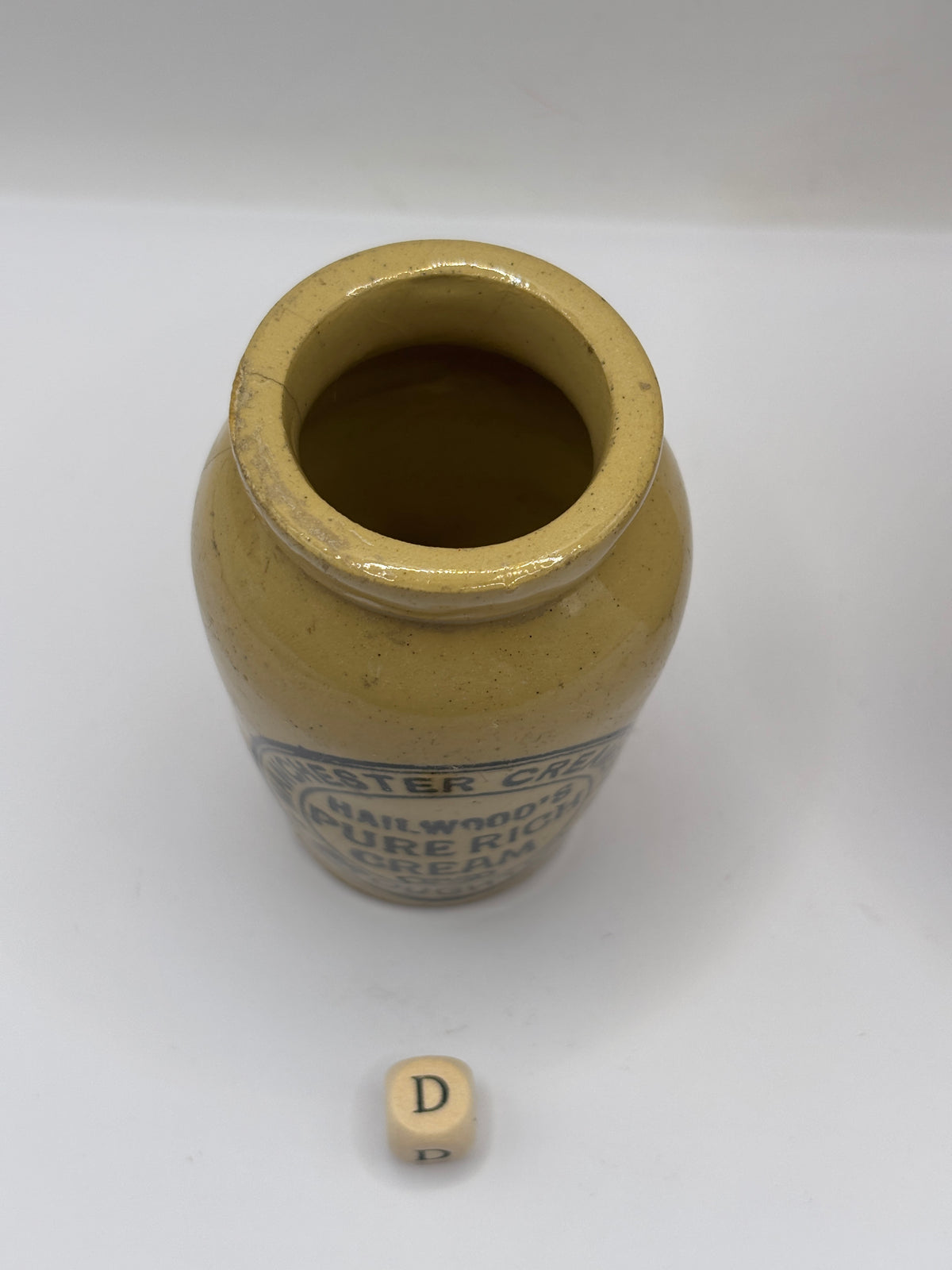 Old advertising cream pot, Hailwoods rich cream (D) repaired