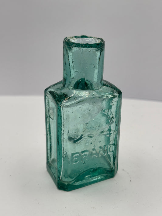 Old aqua glass Lion Brand ink, ink bottle, inkwell