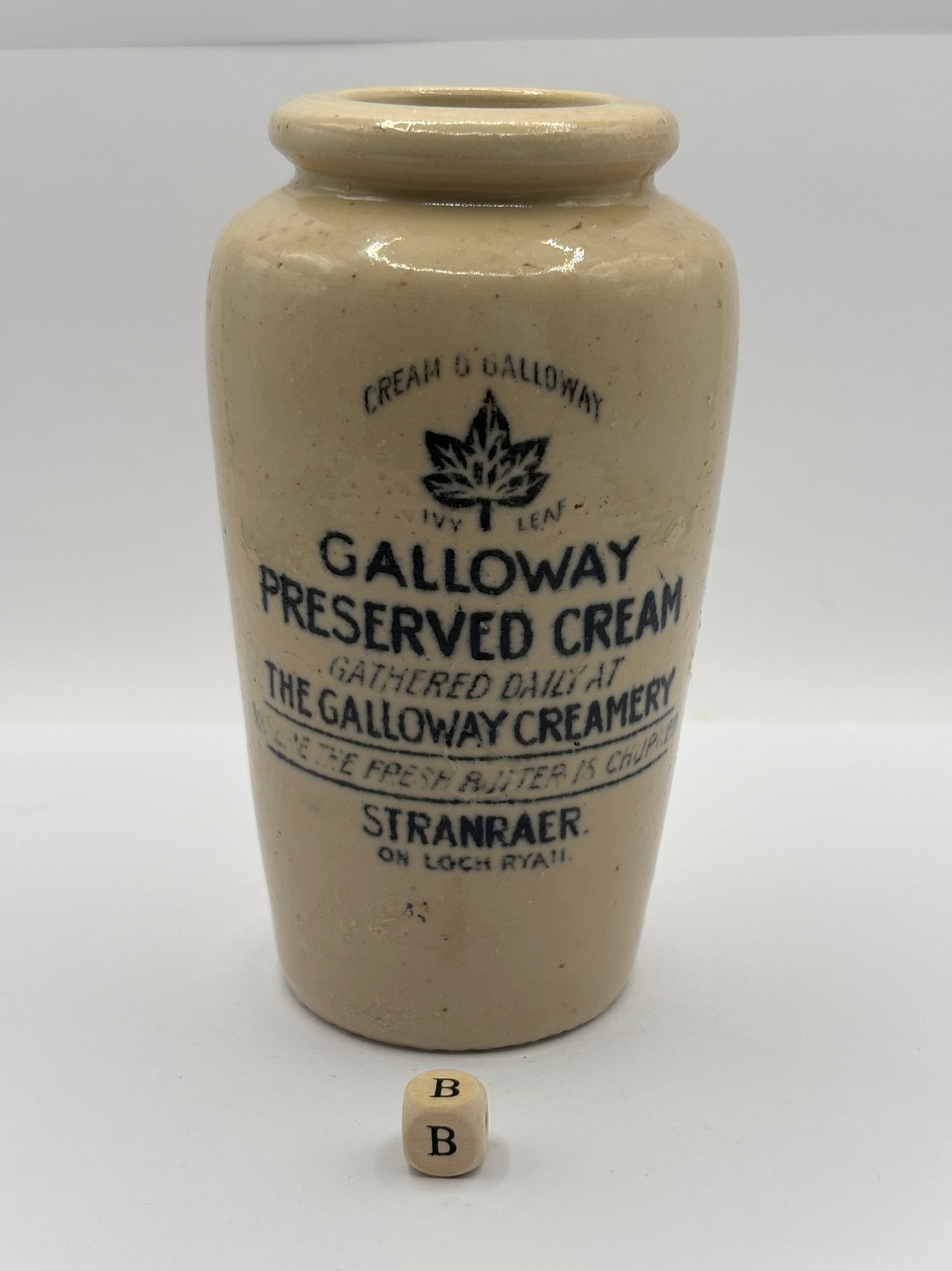 Old advertising cream pot, Galloway creamery Stranraer (B)