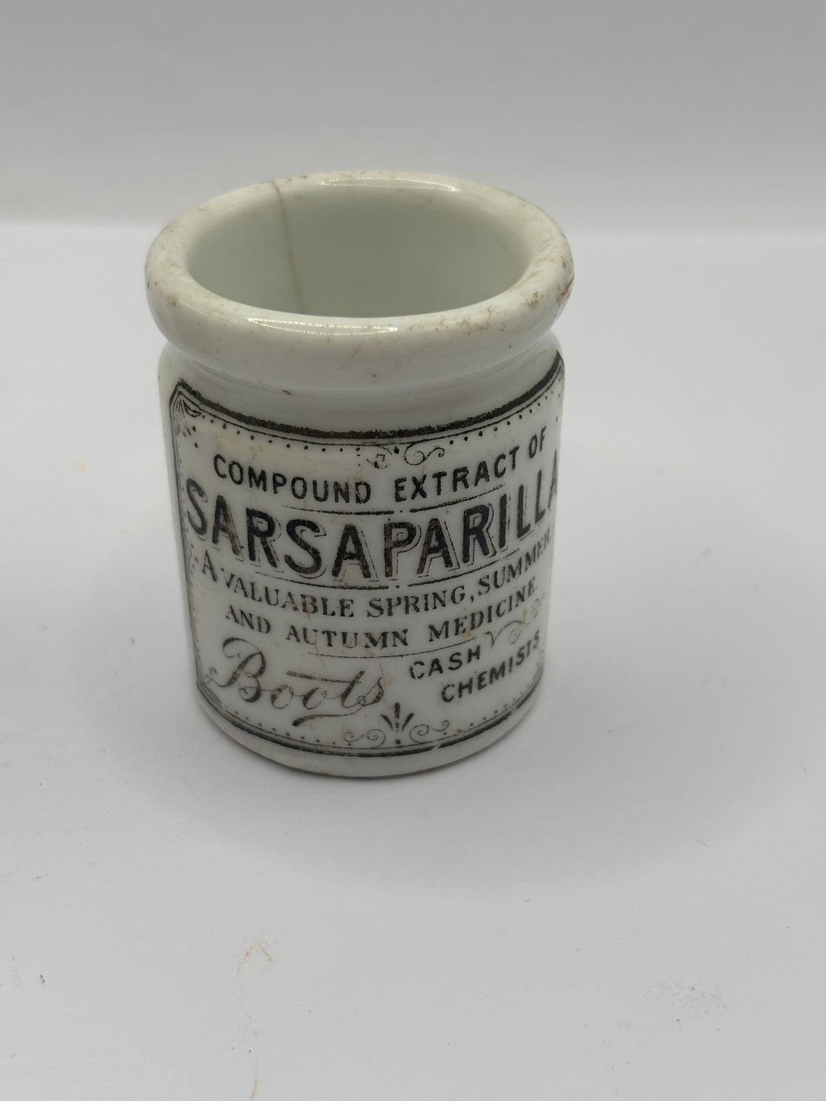 Old advertising jar, Boots sarsaparilla