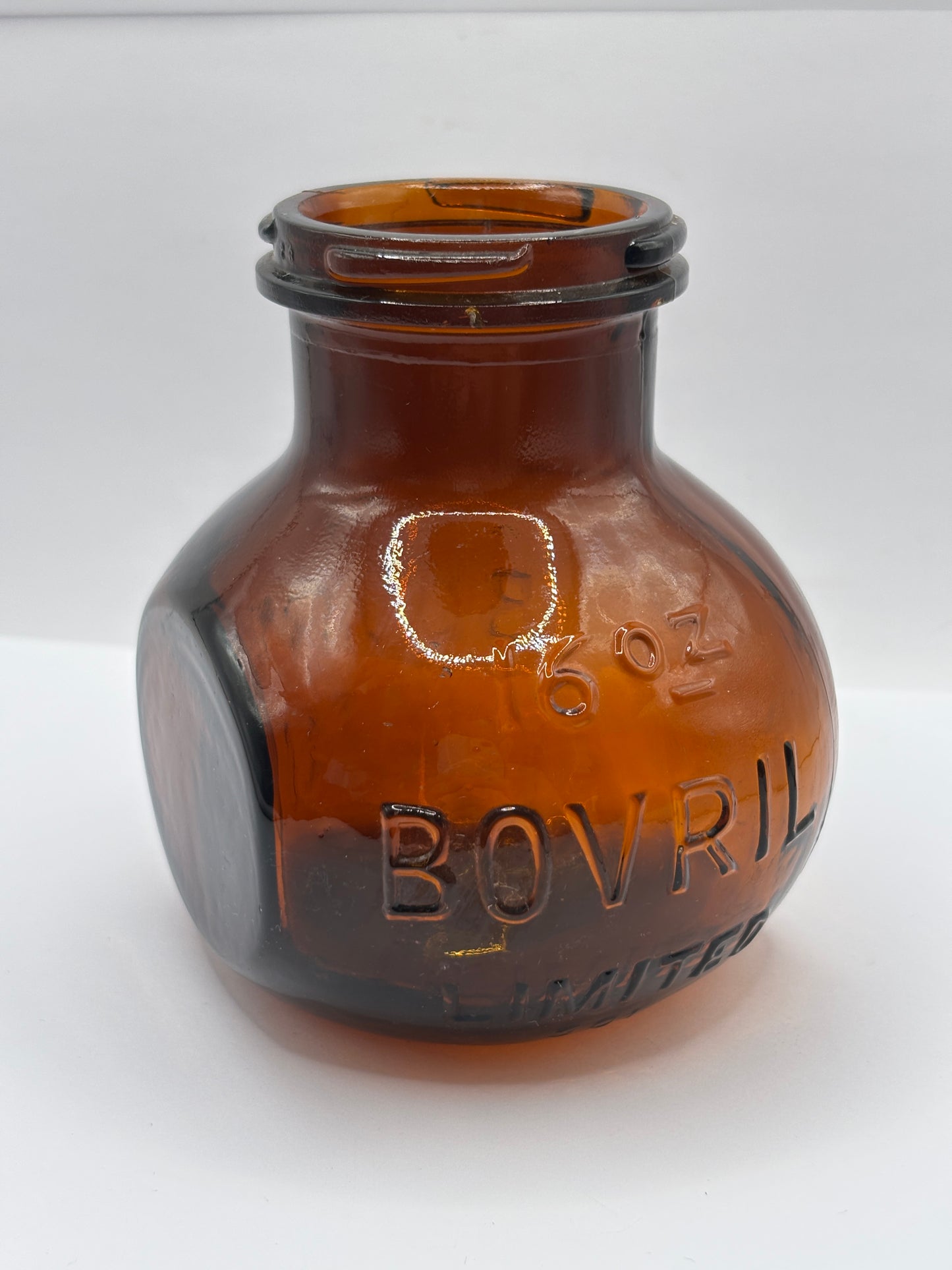 old amber glass bovril bottle 16oz