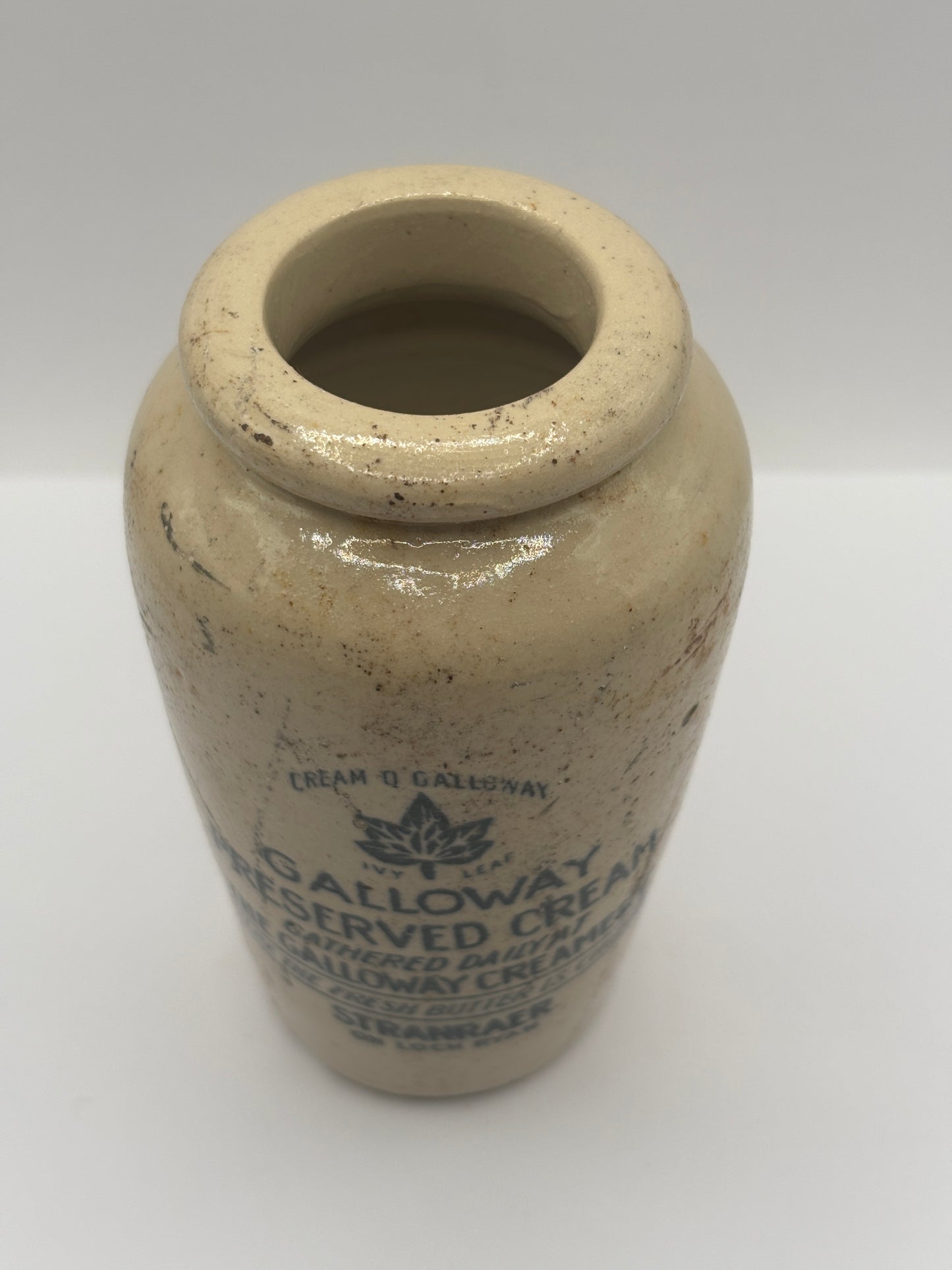 Old advertising cream pot, Galloway creamery Stranraer (A)