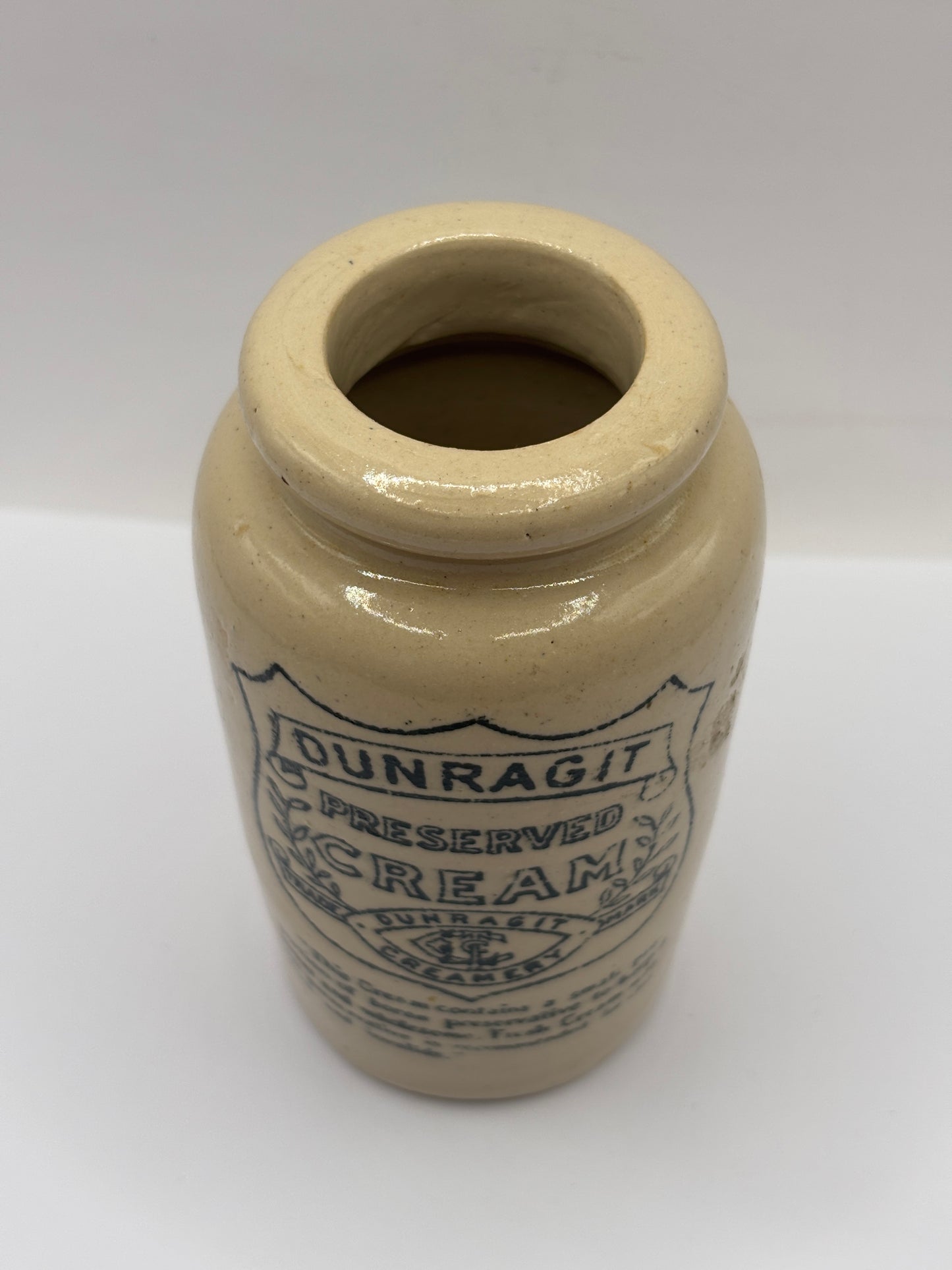 Old advertising cream pot,Dunragit preserved cream