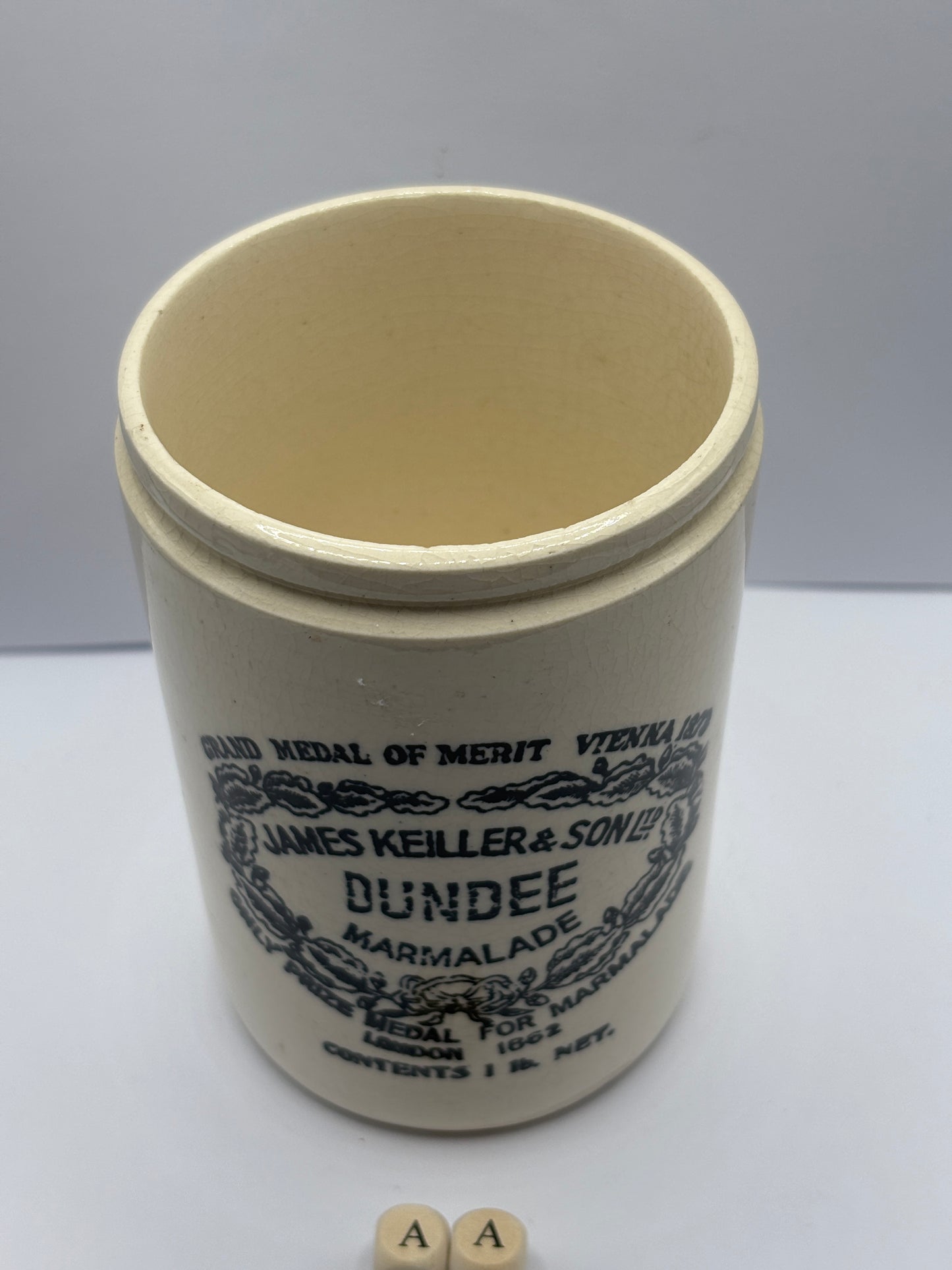 Old 1lb James Keiller dundee marmalade jar (aa)