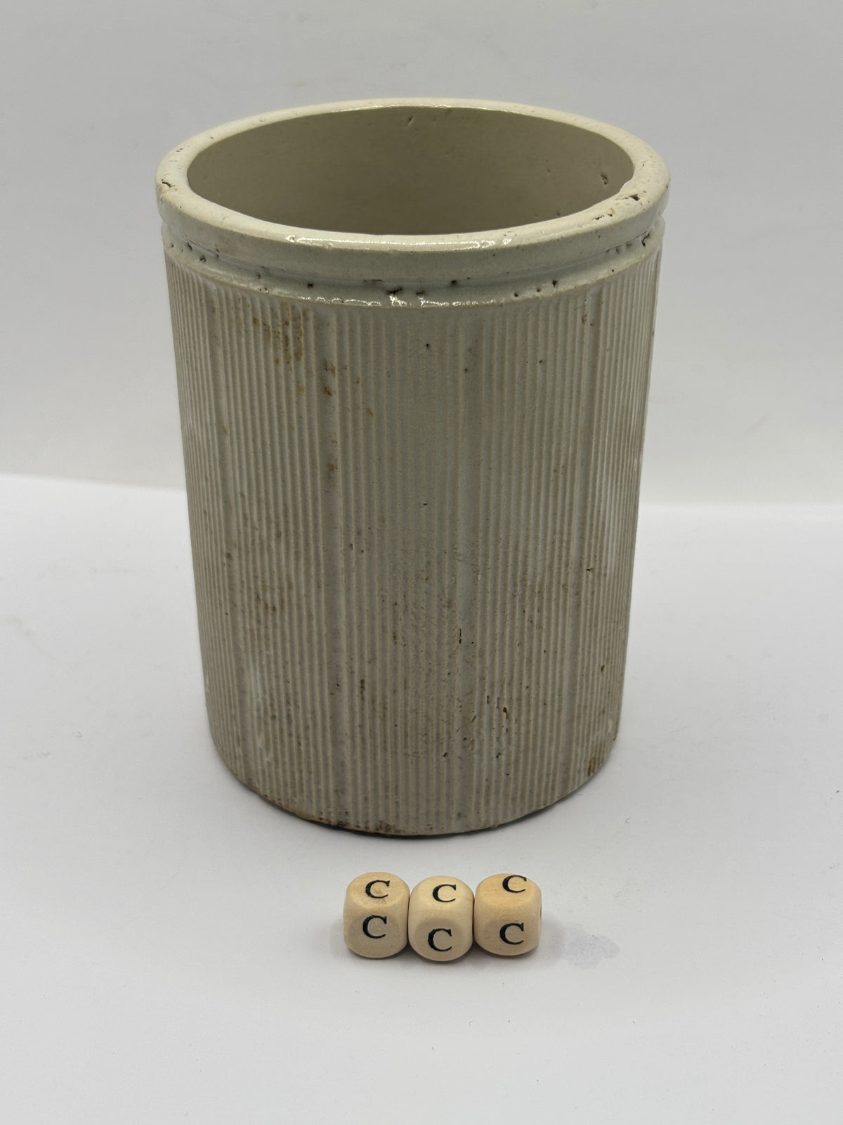 Old 1lb advertising ribbed stoneware jam pot (ccc) Cooperative wholesale society