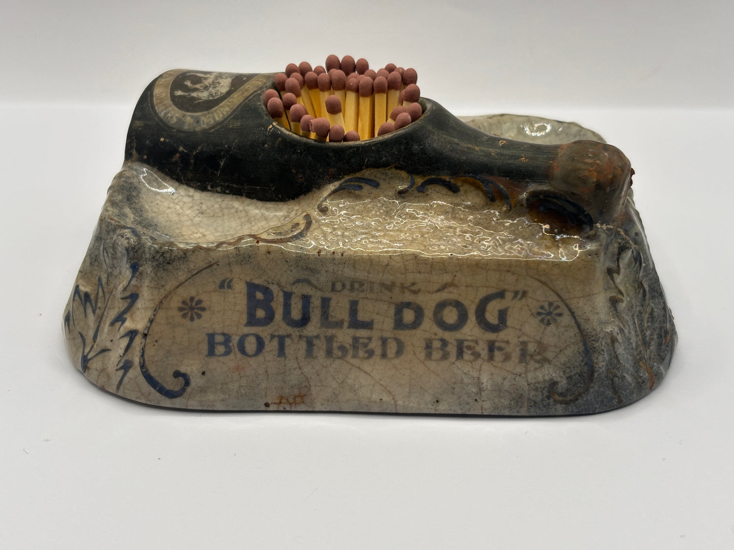 Old advertising match holder, Bulldog bottled beer