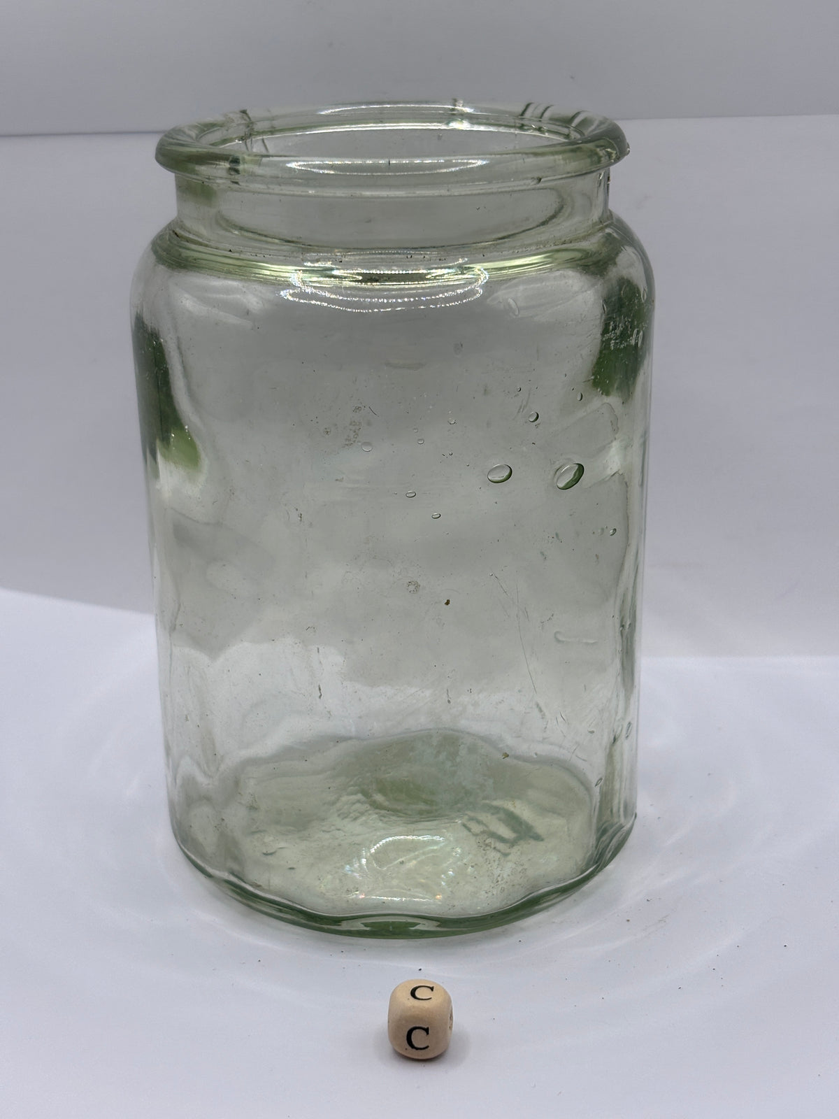 Old aqua glass pickle jar (c)