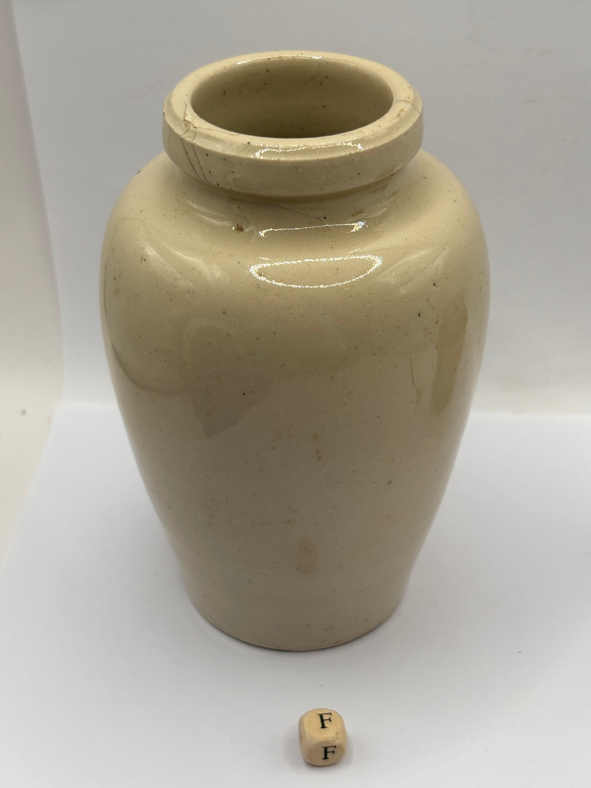Old advertising stoneware Virol pot, 13.5cms (F)