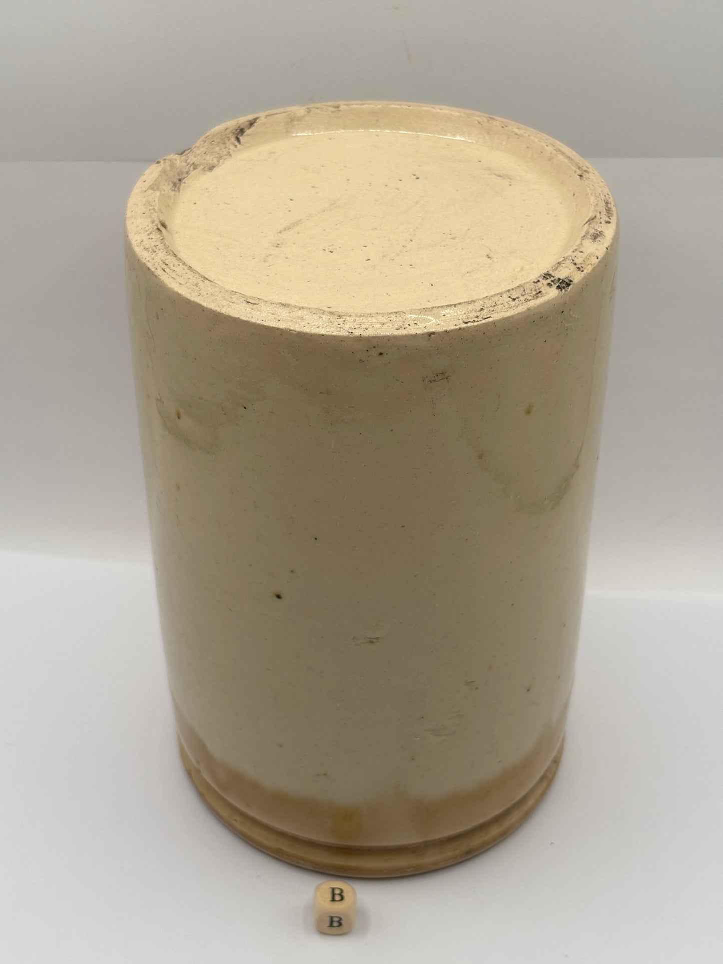 Old large 3lb brown top ribbed stoneware jam pot (B)