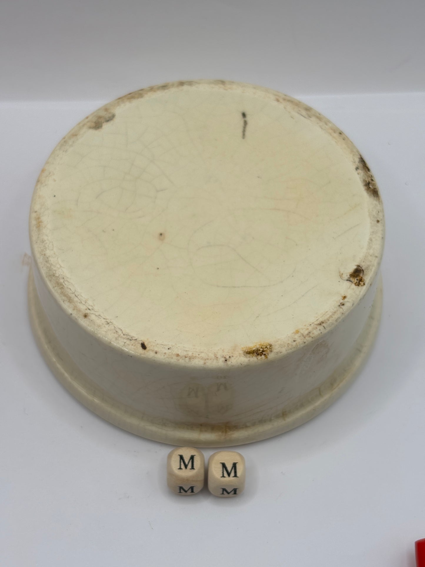 Old large plain stoneware meat paste pot, potted meat (MM)
