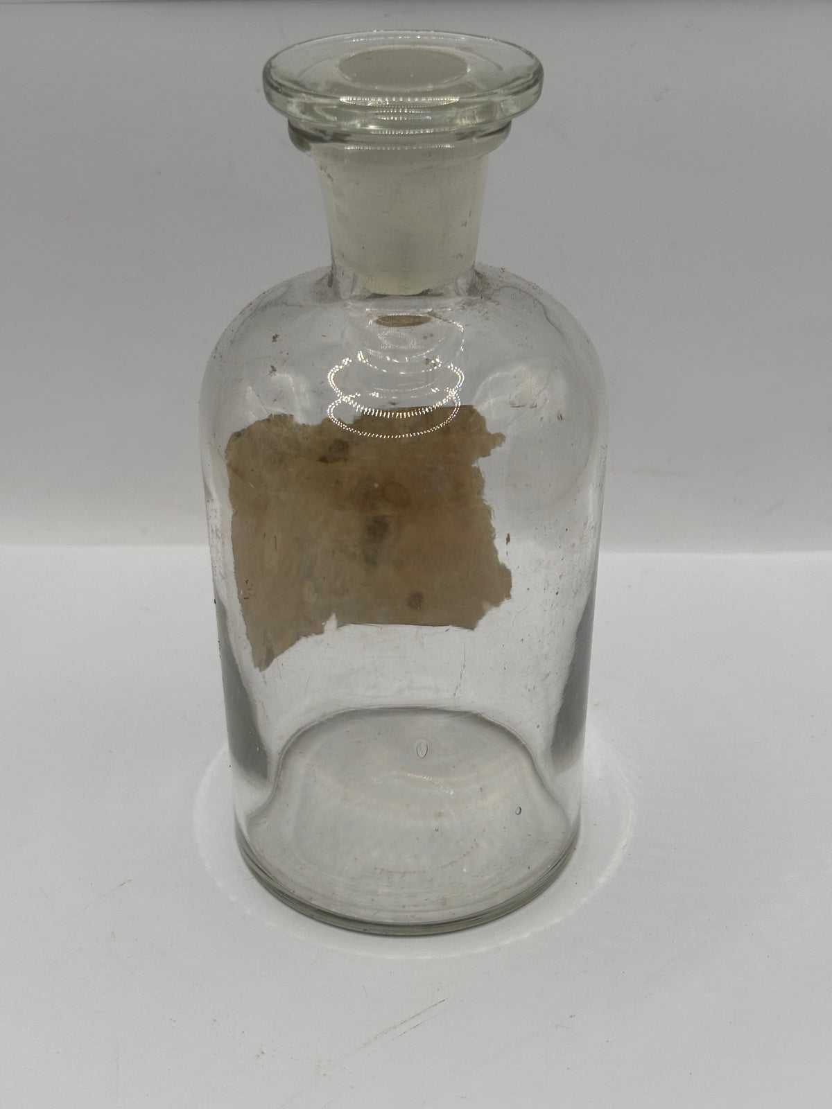 Old glass chemist round with original label and stopper