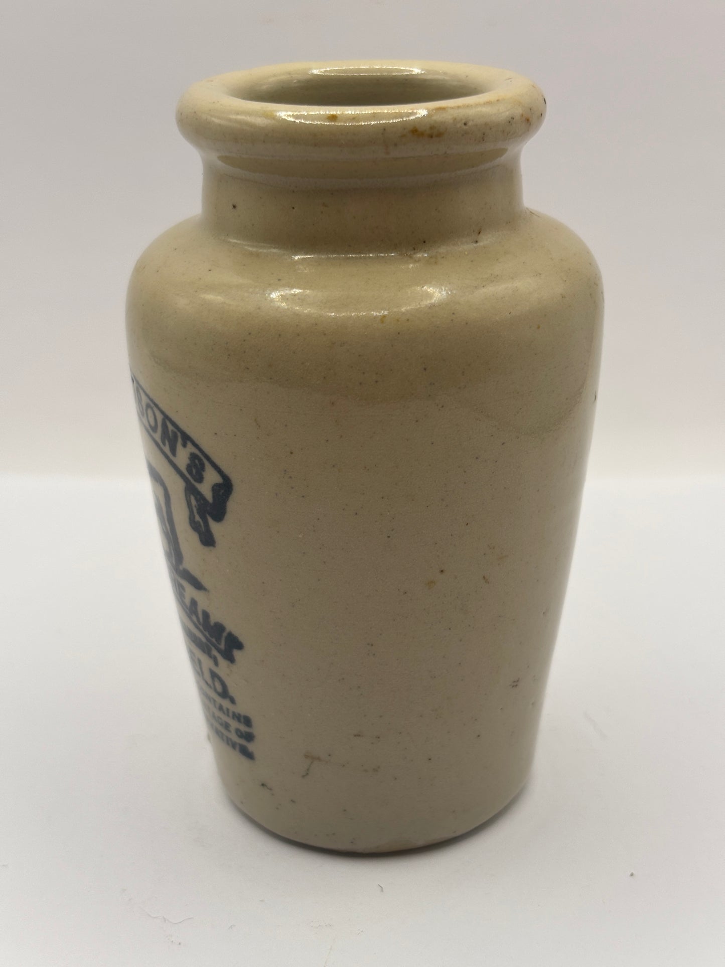 Old advertising cream pot. Richardsons thick cream, Sheffield