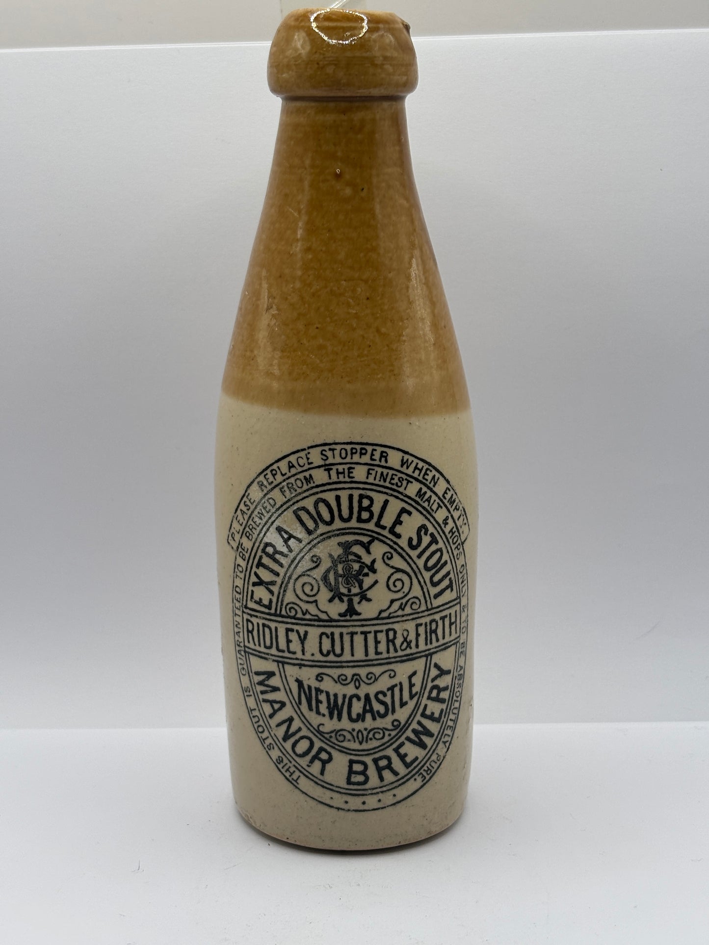 Old newcastle stout bottle, Ridley cutter & firth extra double stout