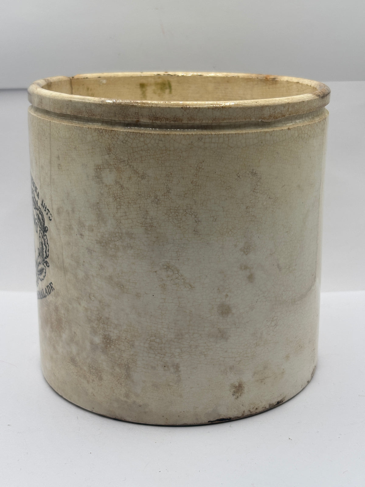 Huge Rare 4lb stoneware marmalade pot, James Keiller Dundee marmalade. Damaged