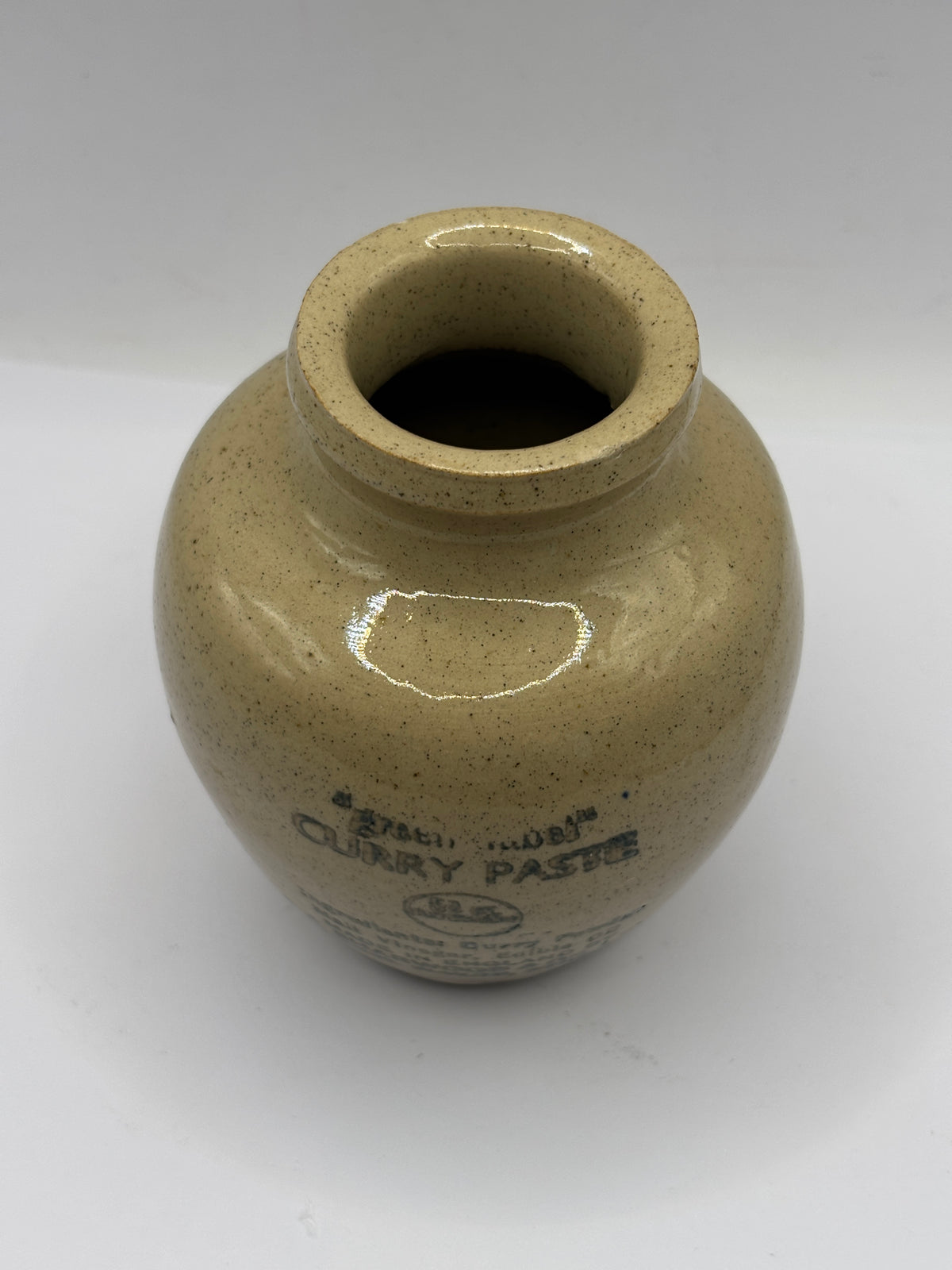 Old advertising green label curry paste jar