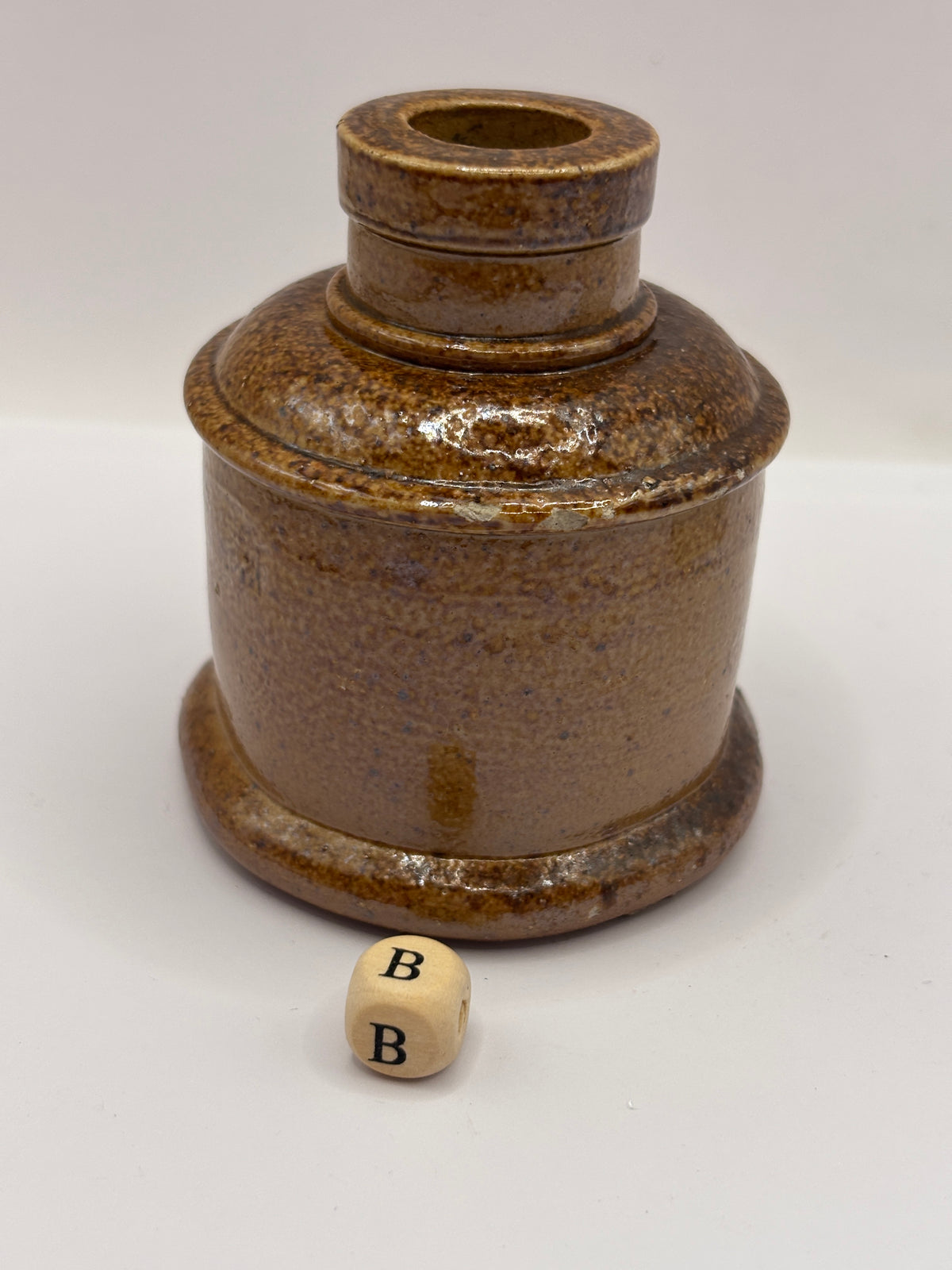Old stoneware ink bottle, inkwell (B)