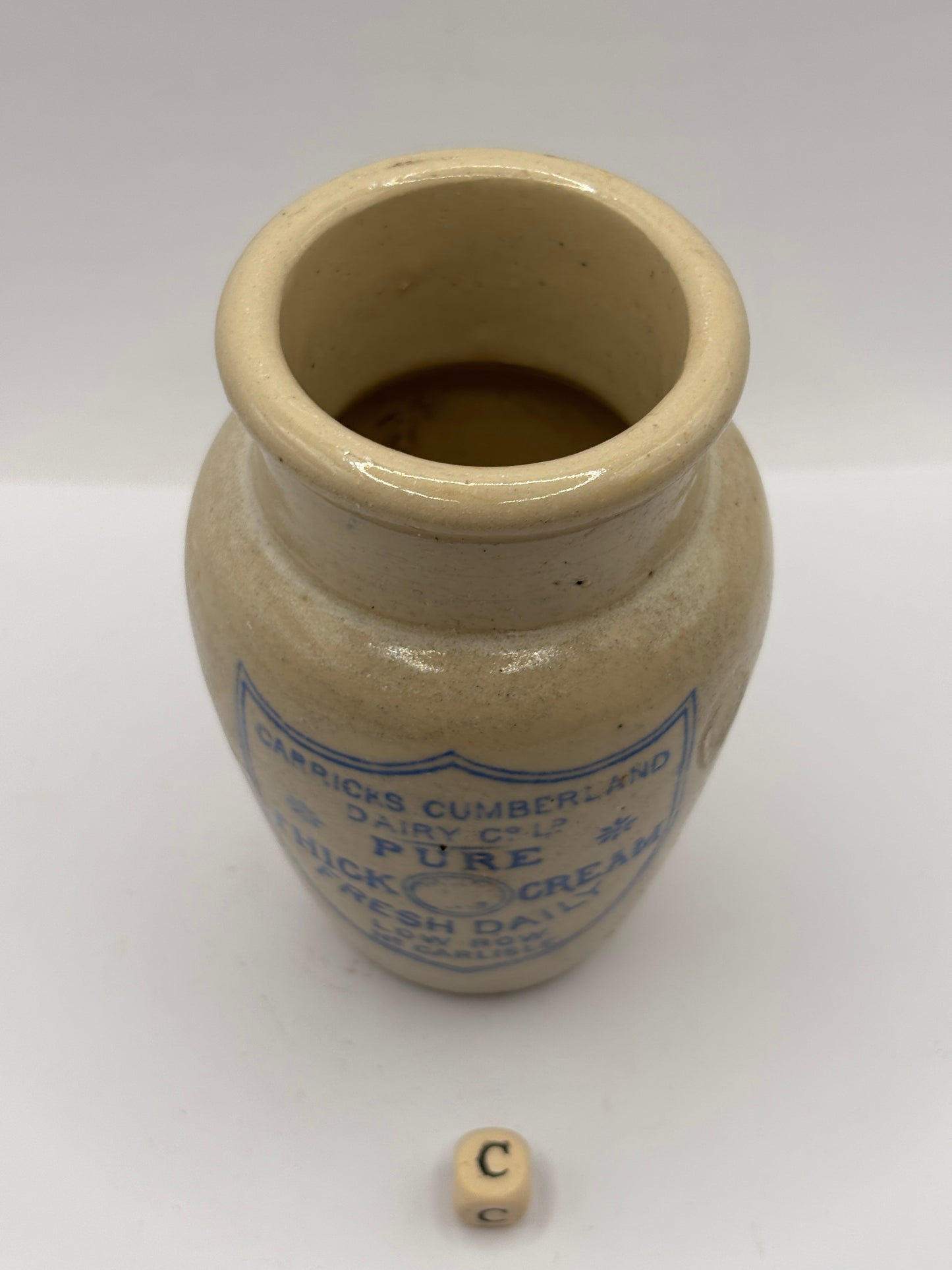 Old advertising cream pot, Carricks pure thick cream (c)