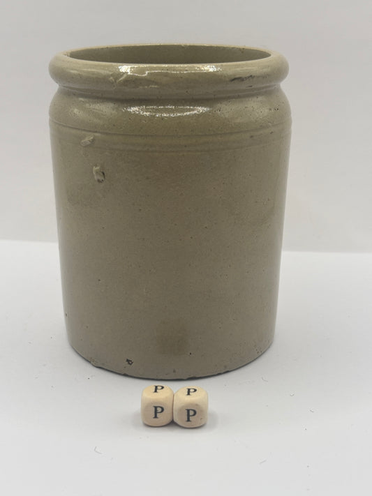 Old 1lb rolled top stoneware jam pot (PP)
