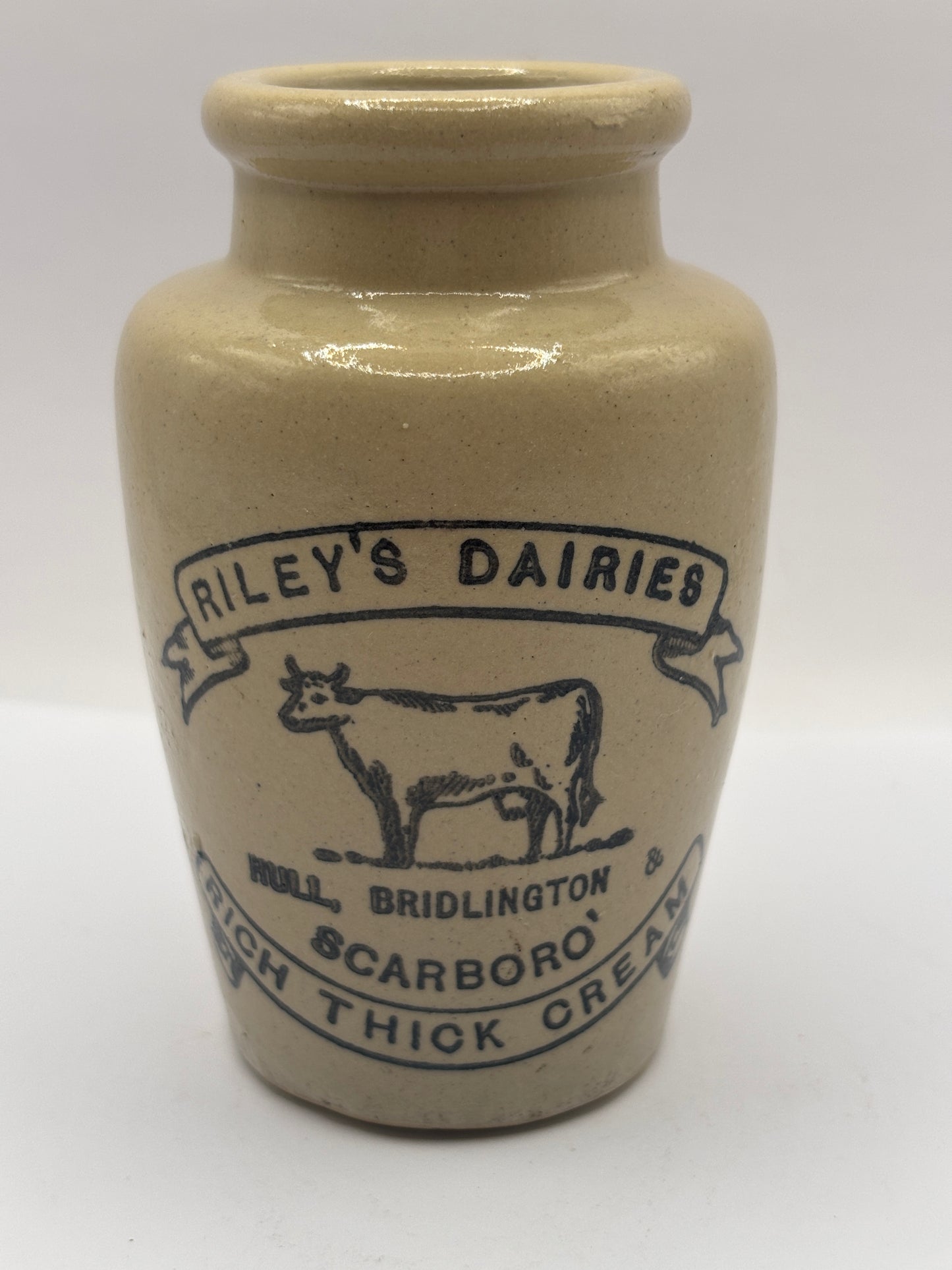 Old advertising cream pot. Rileys dairies Scarboro