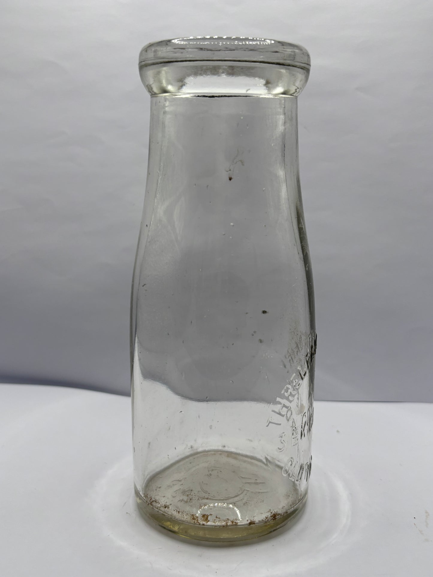 Advertising milk bottle, Threlfalls dairy Old Trafford