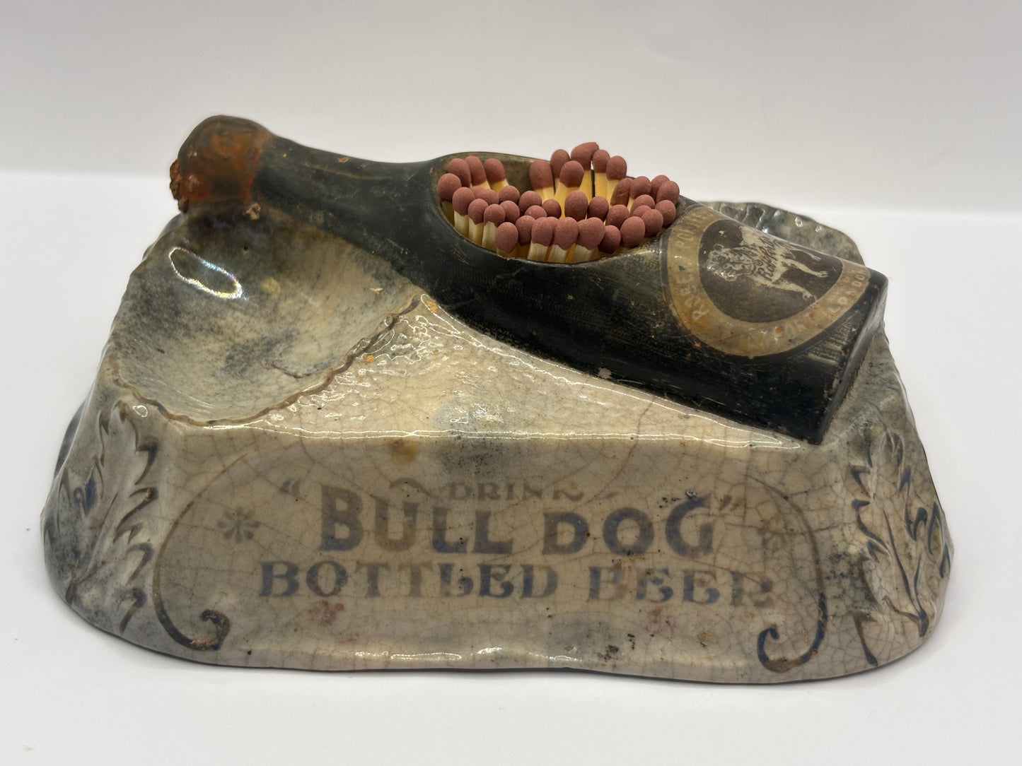 Old advertising match holder, Bulldog bottled beer