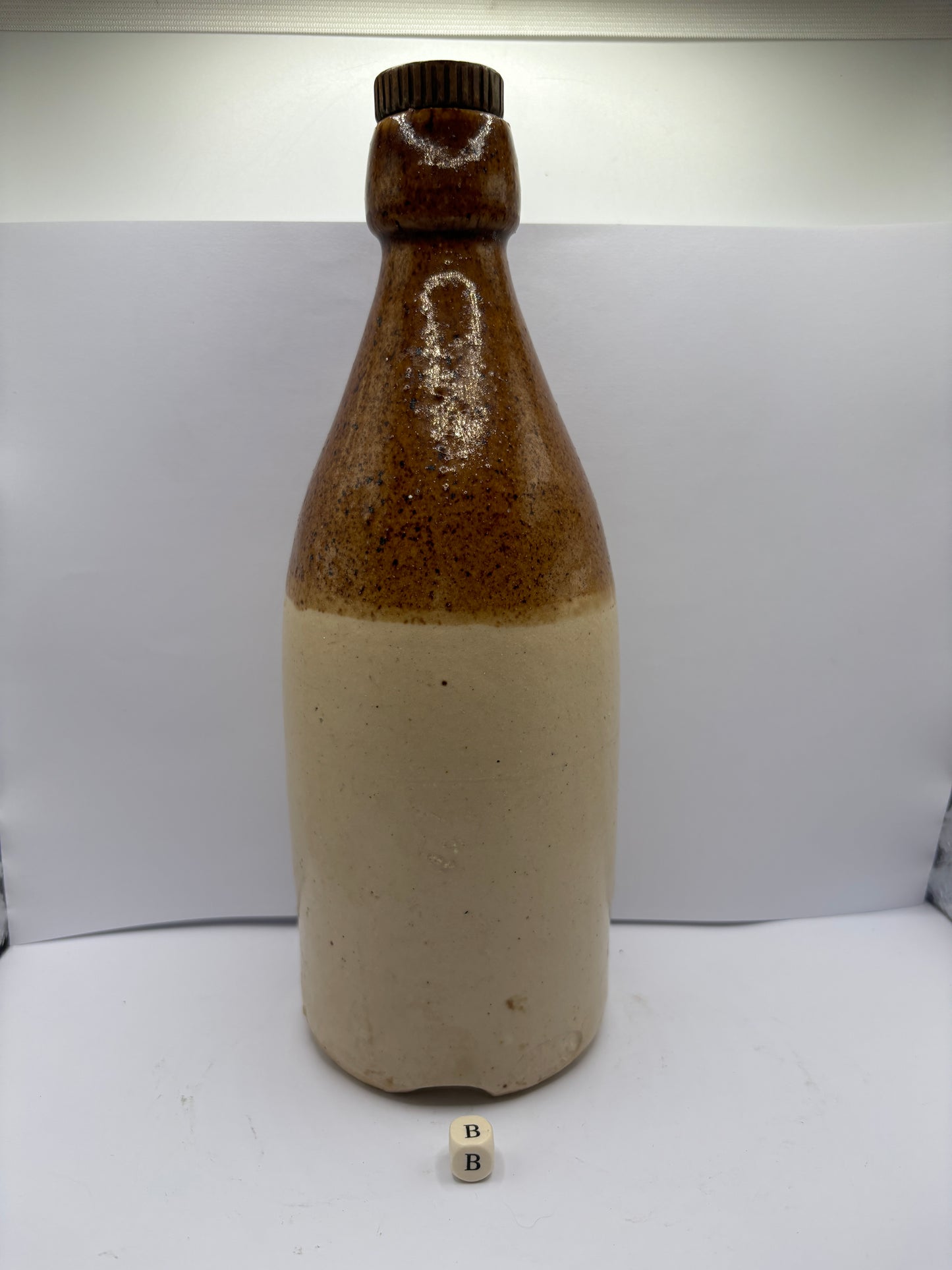 Large plain stoneware ginger beer bottle (B)