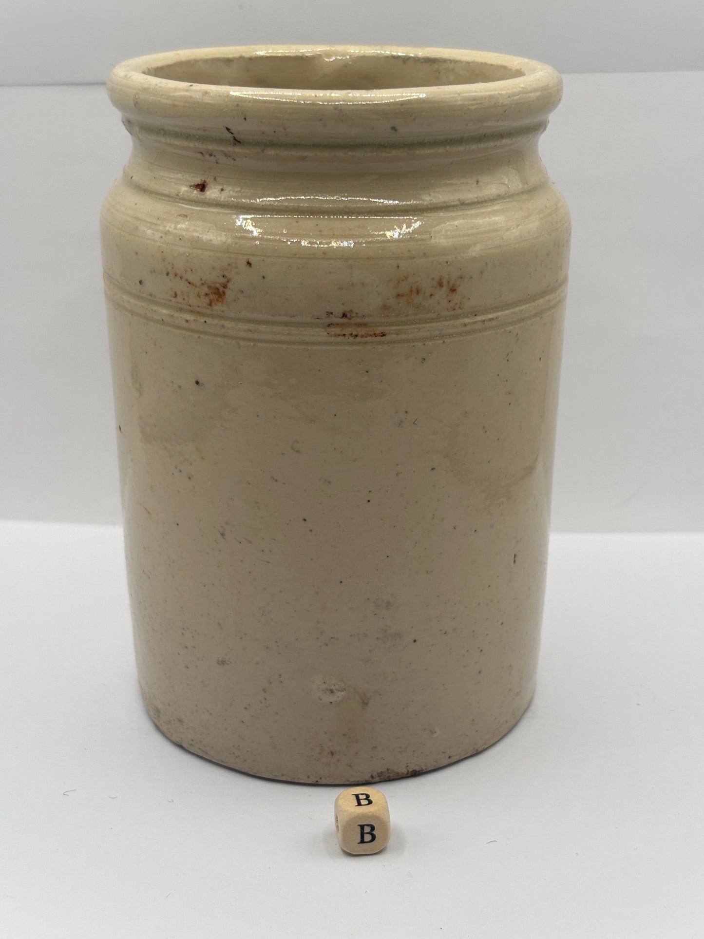 Old 2lb rolled top stoneware jam & marmalade pot (B)