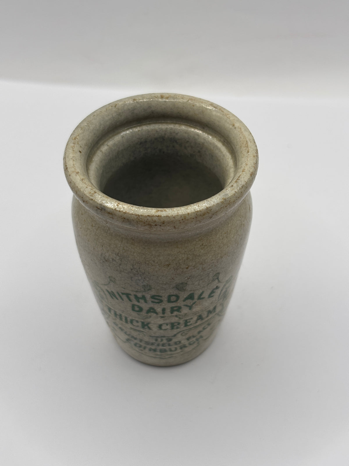 Old advertising cream pot, Nithsdale dairy, thick cream