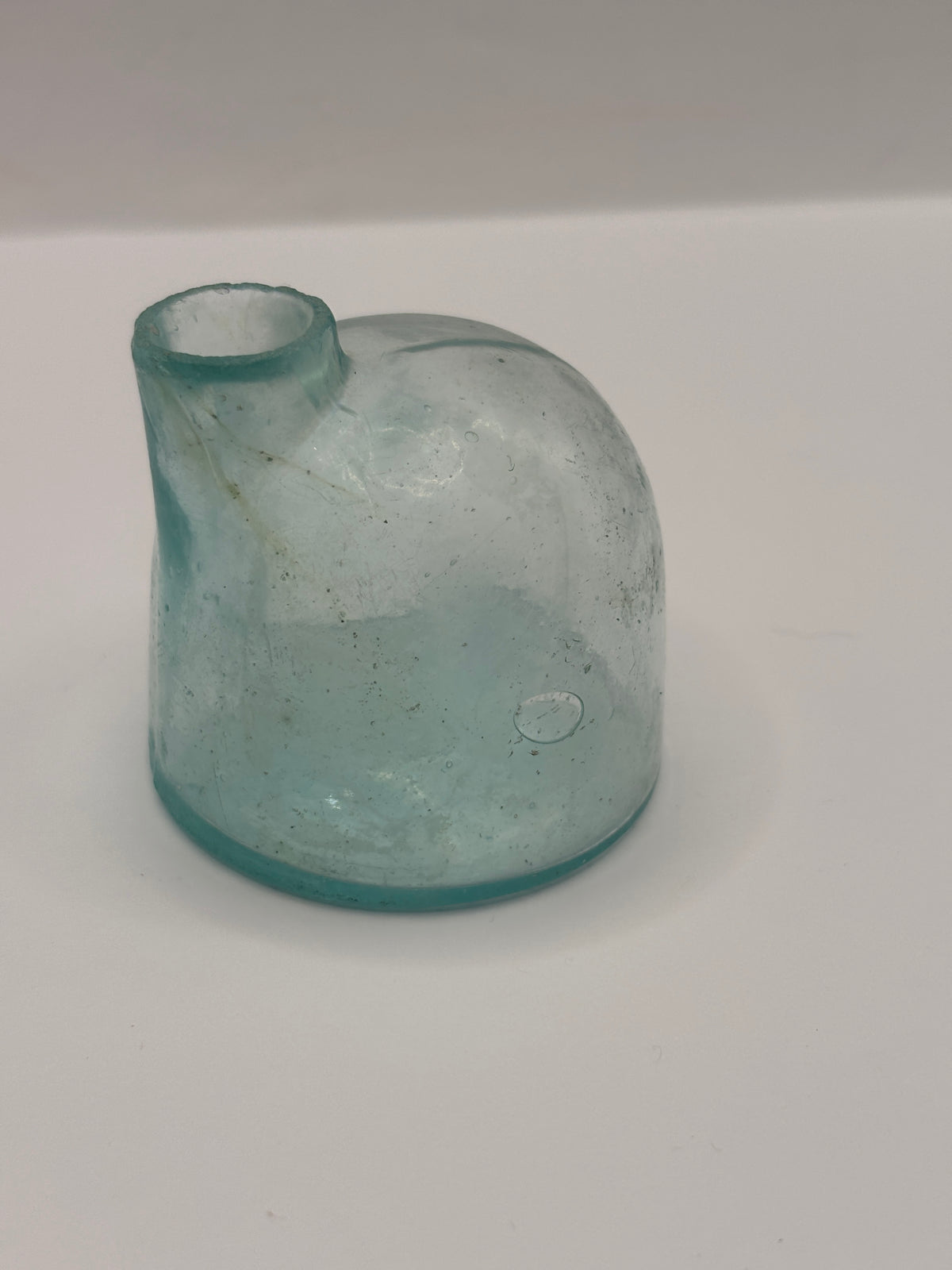 Old aqua glass igloo ink, swirly glass