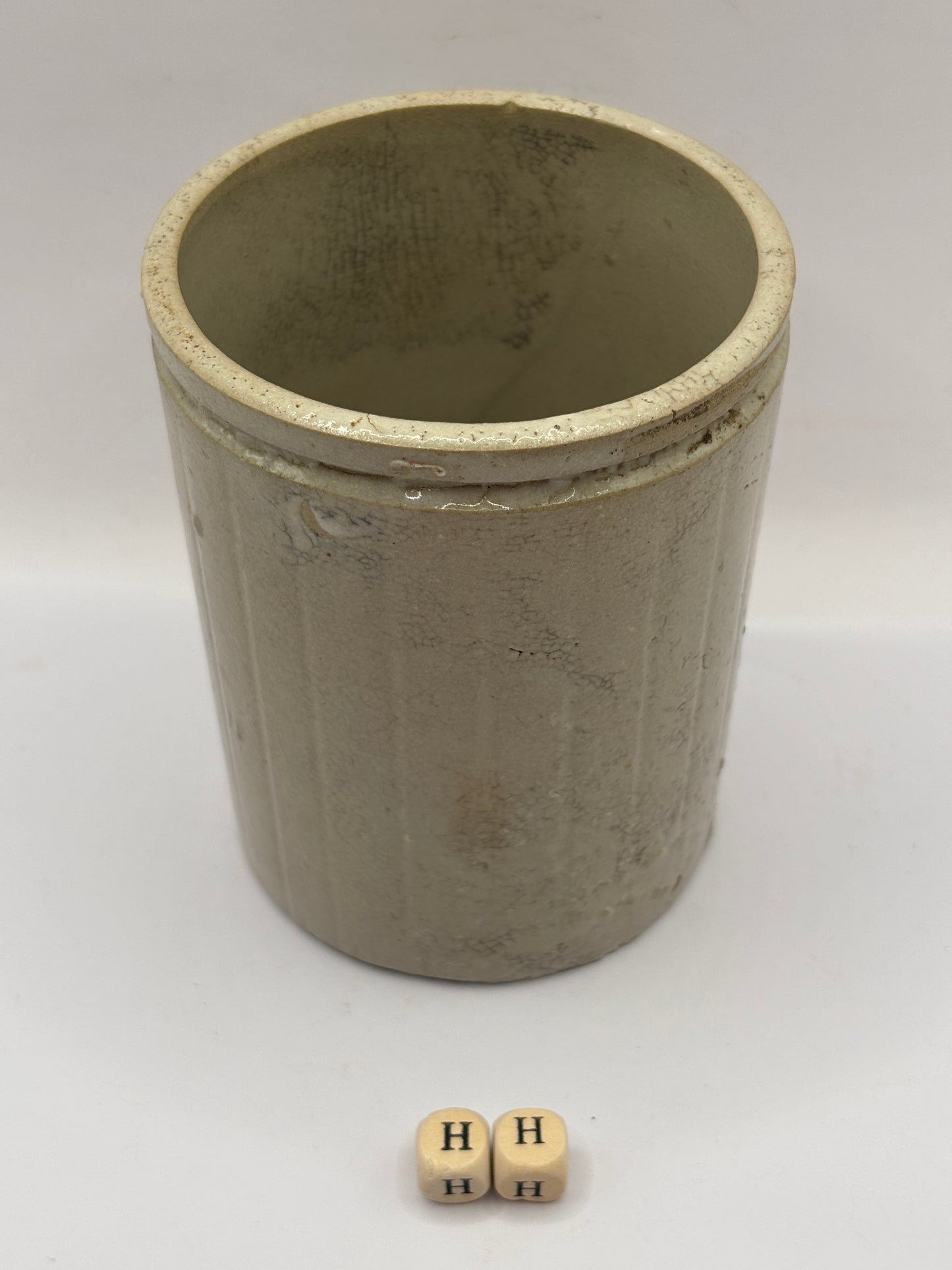 Old 1lb ribbed stoneware jam pot (HH) Hartleys