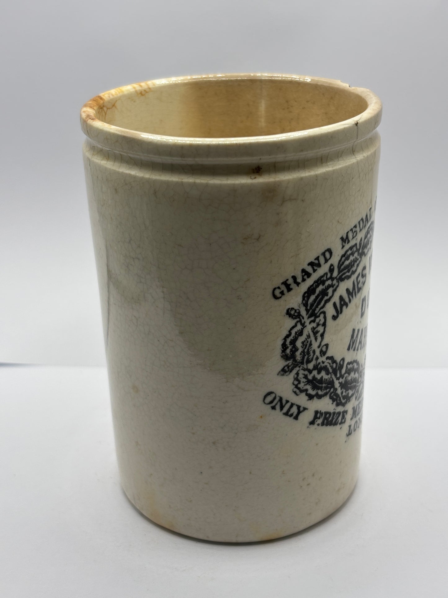 Old 1lb James Keiller Dundee marmalade jar. Damaged