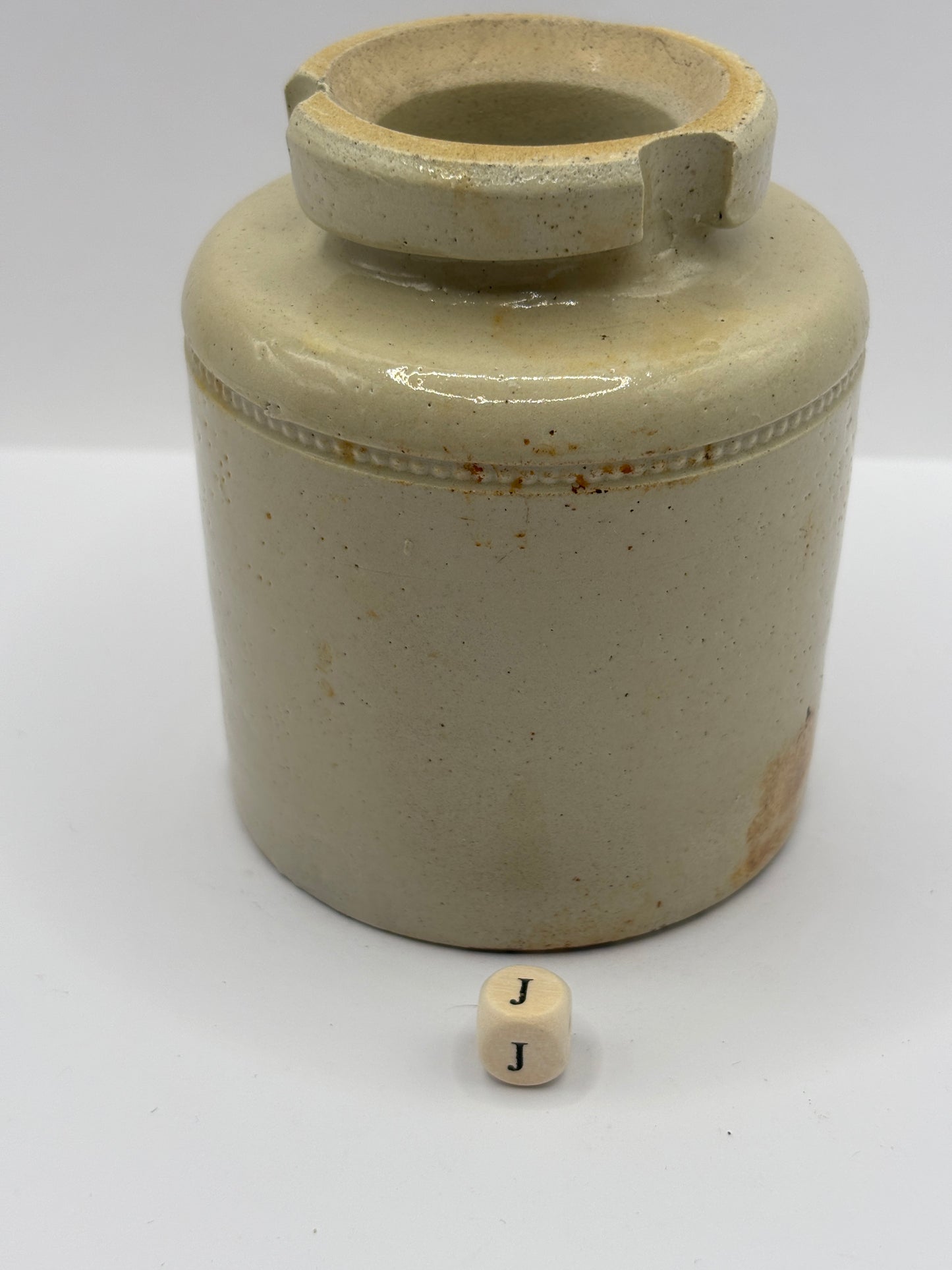 Old plain stoneware caviar pot (J)