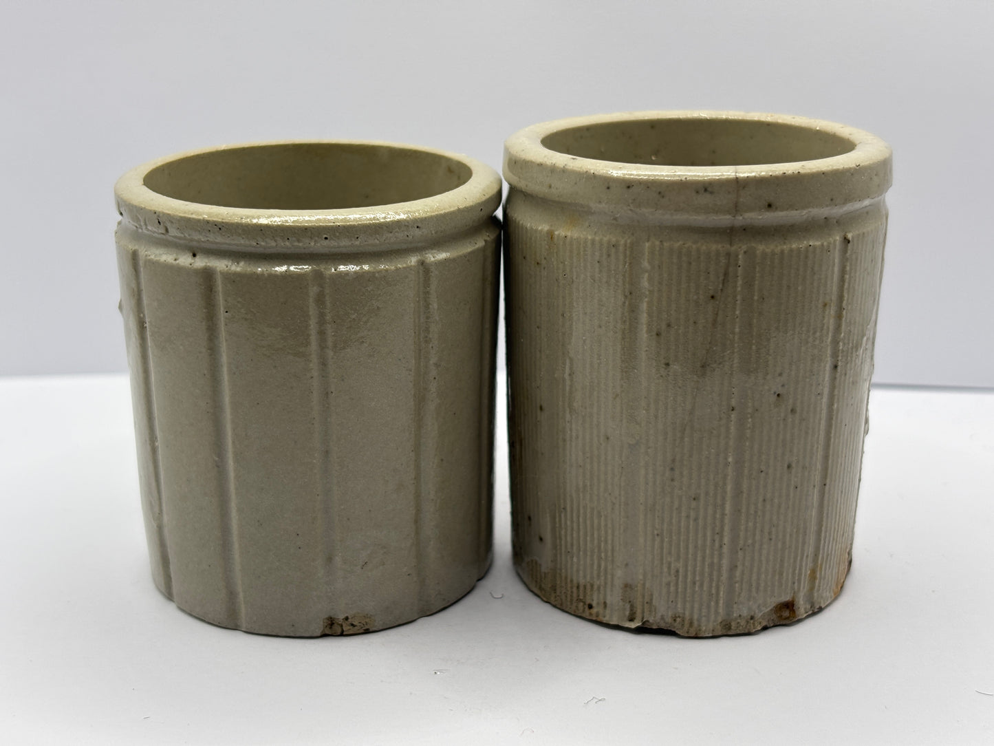 2 small stoneware jam pot