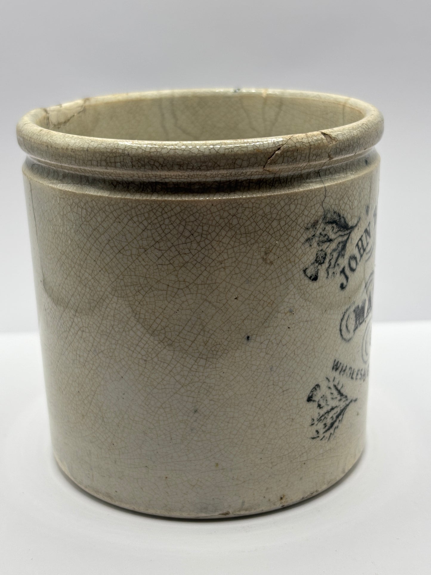 Rare old John Buchanan scotch marmalade jar. Preserve jar. Repaired, hairlined